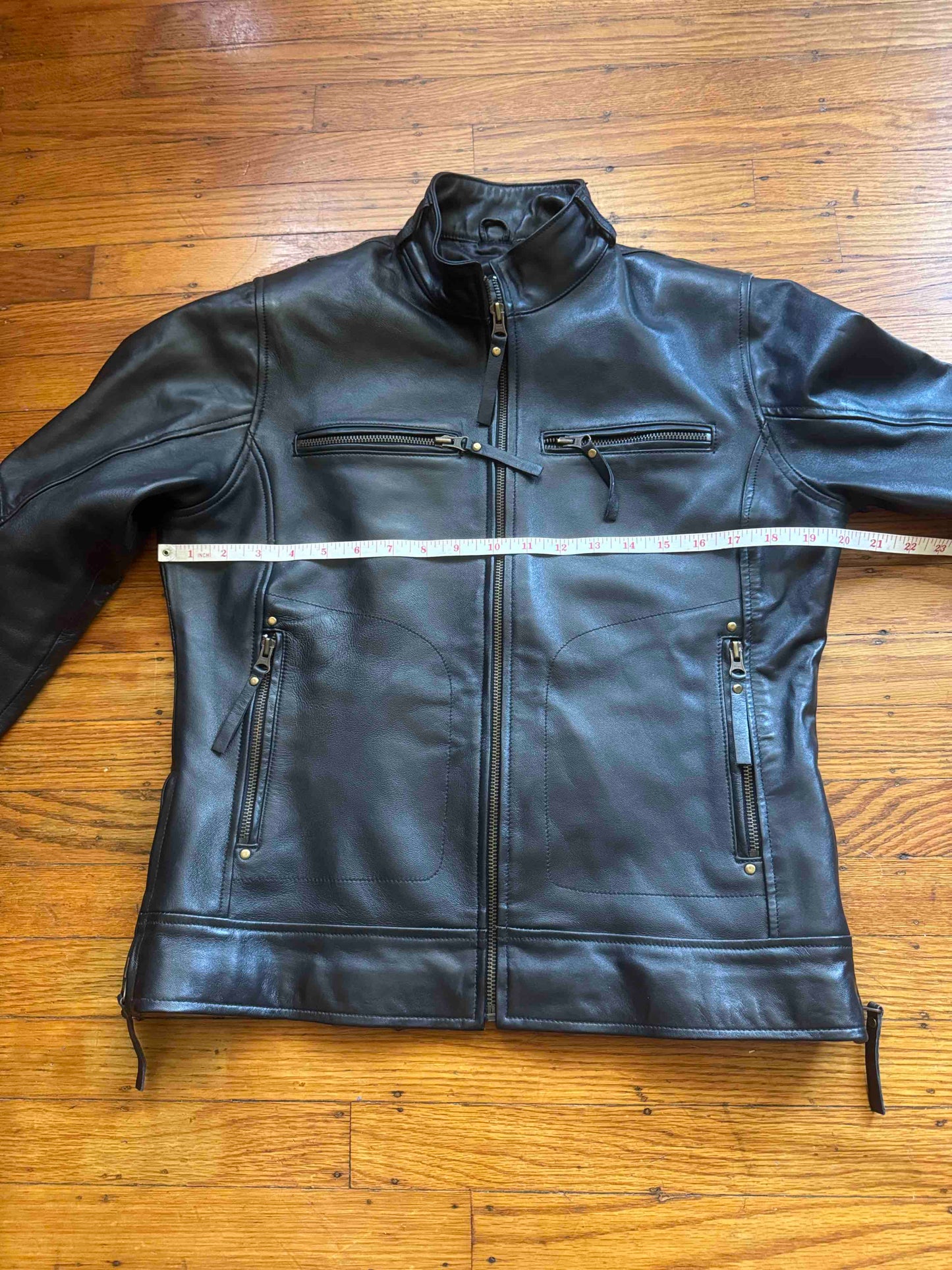 Men's Vintage Black Leather Cafe Racer Jacket, L 40