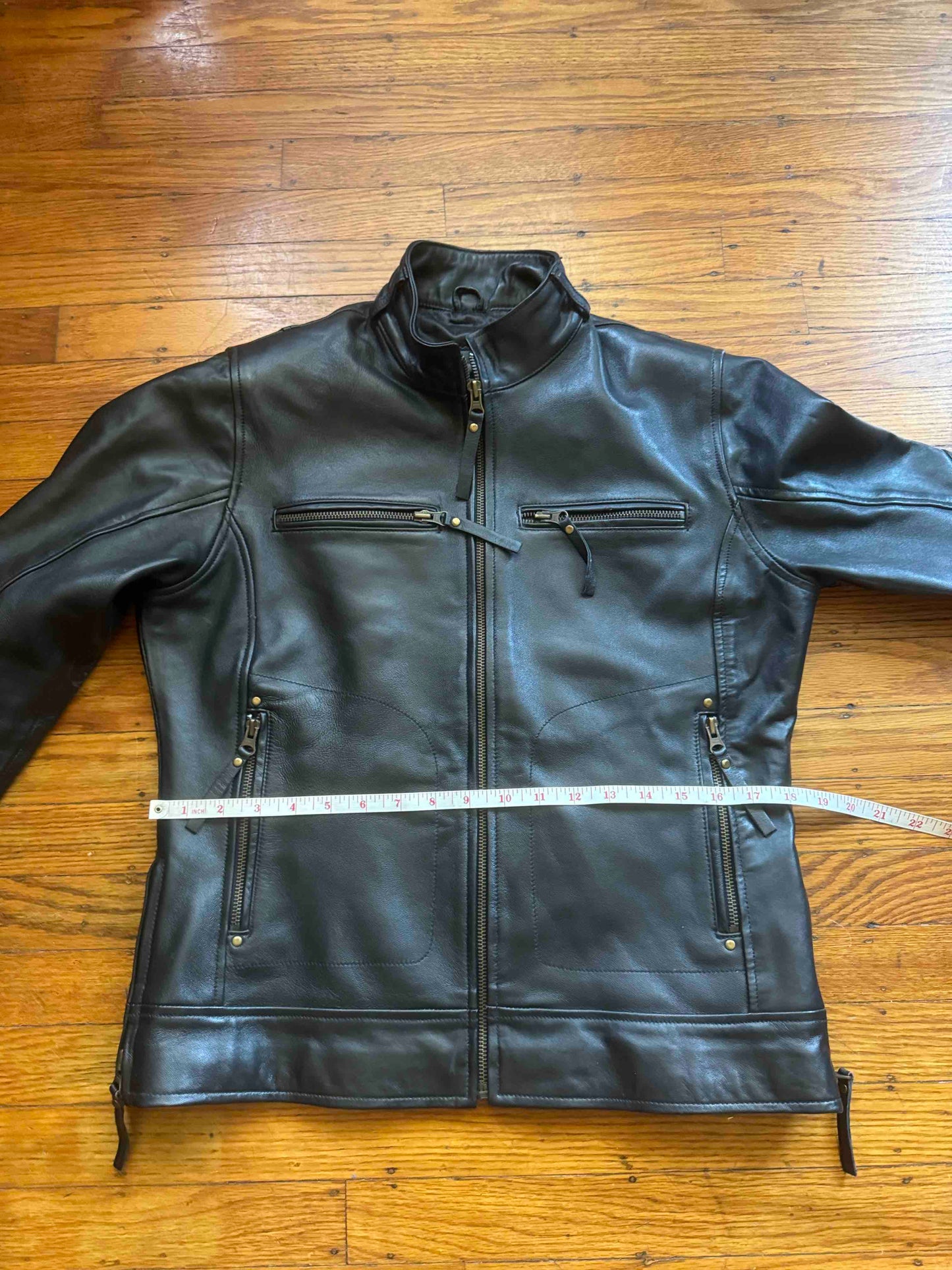 Men's Vintage Black Leather Cafe Racer Jacket, L 40