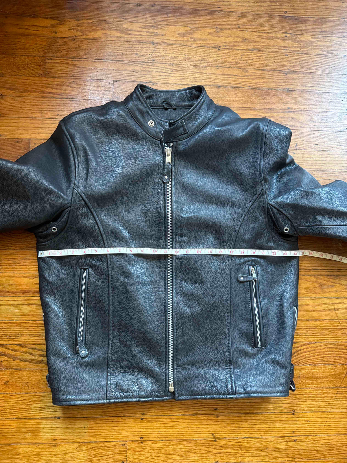 Men's Vintage Black Leather Cafe Racer Jacket, L