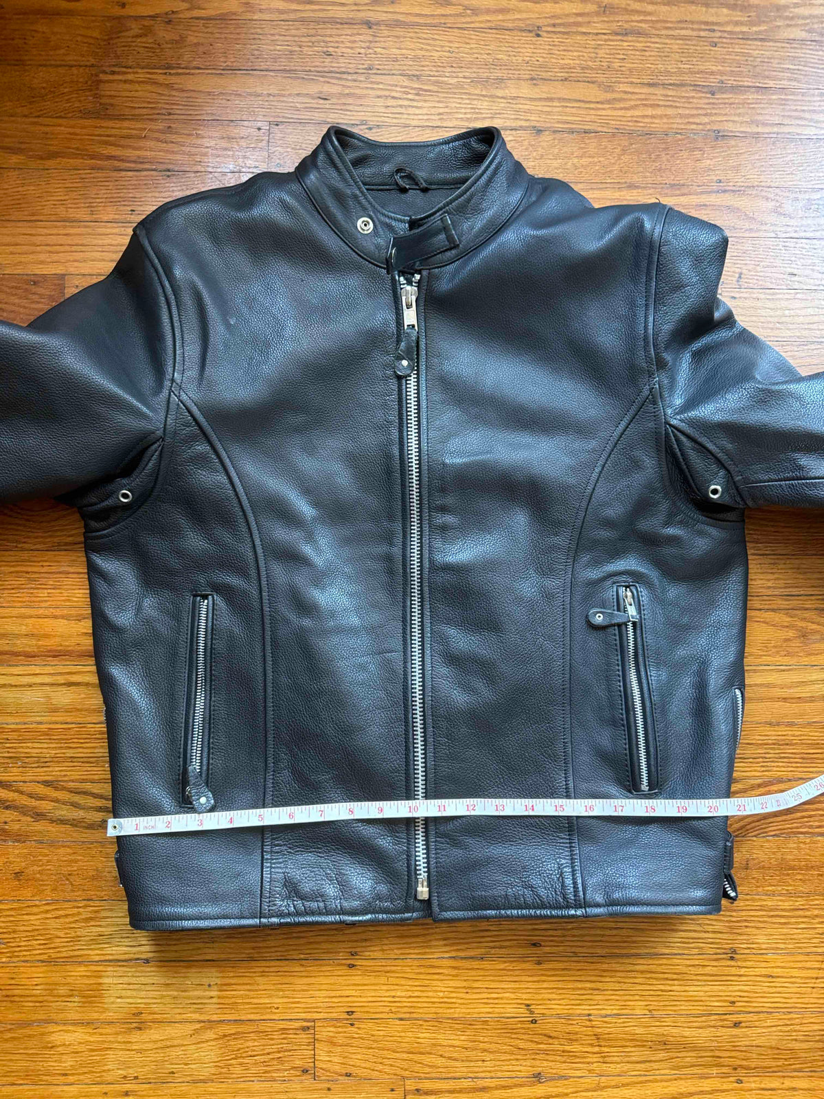 Men's Vintage Black Leather Cafe Racer Jacket, L