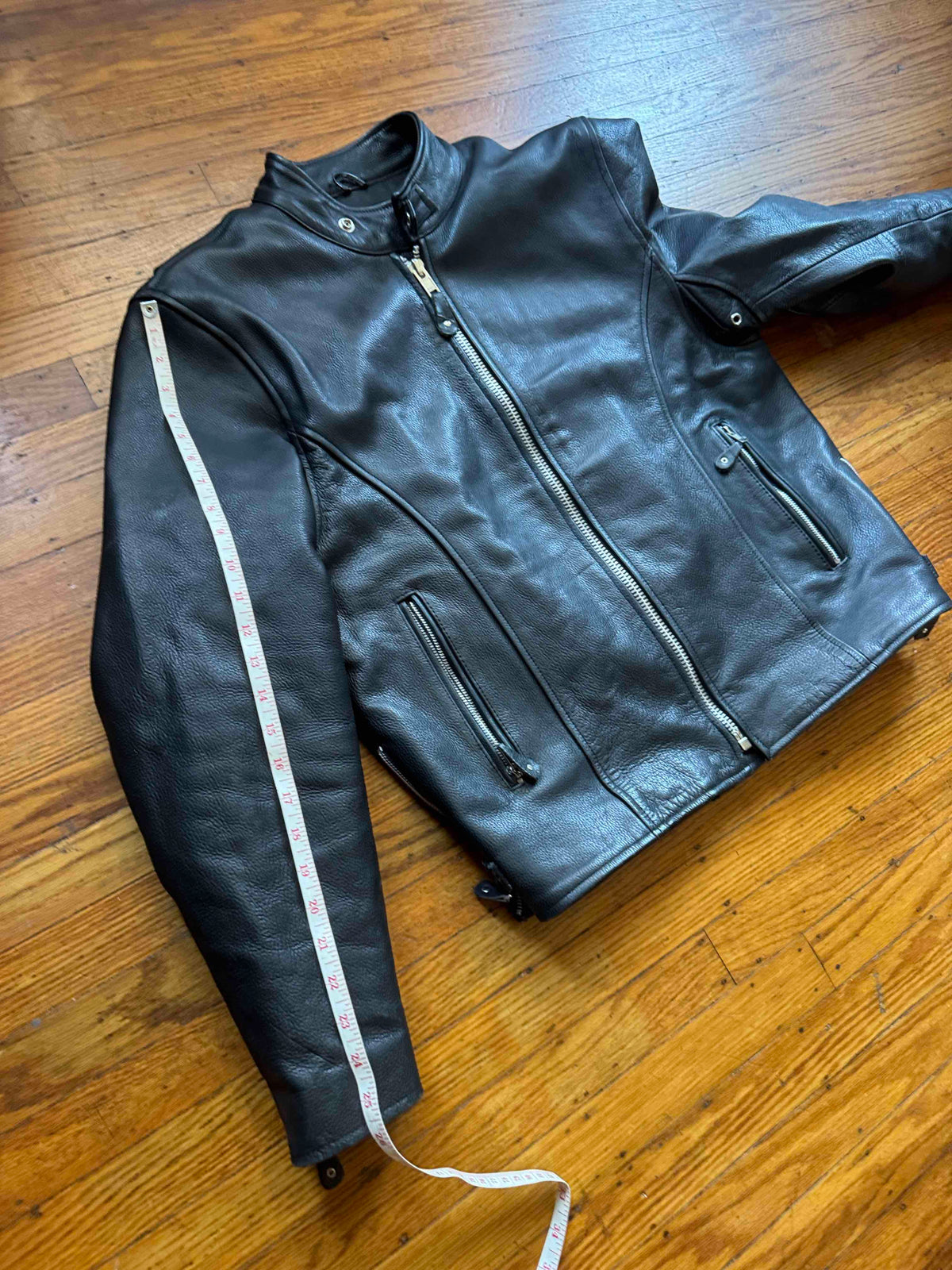 Men's Vintage Black Leather Cafe Racer Jacket, L