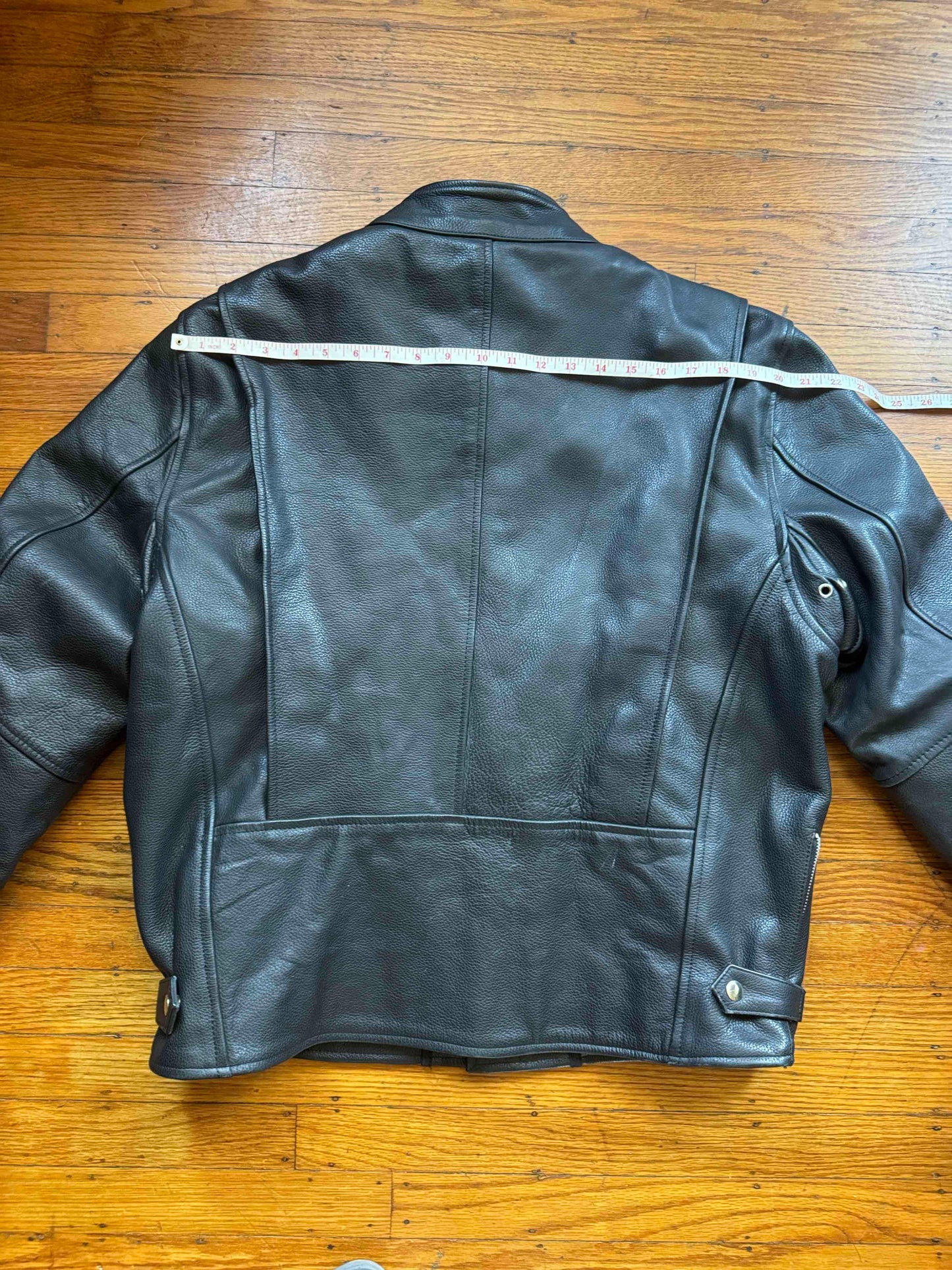 Men's Vintage Black Leather Cafe Racer Jacket, L