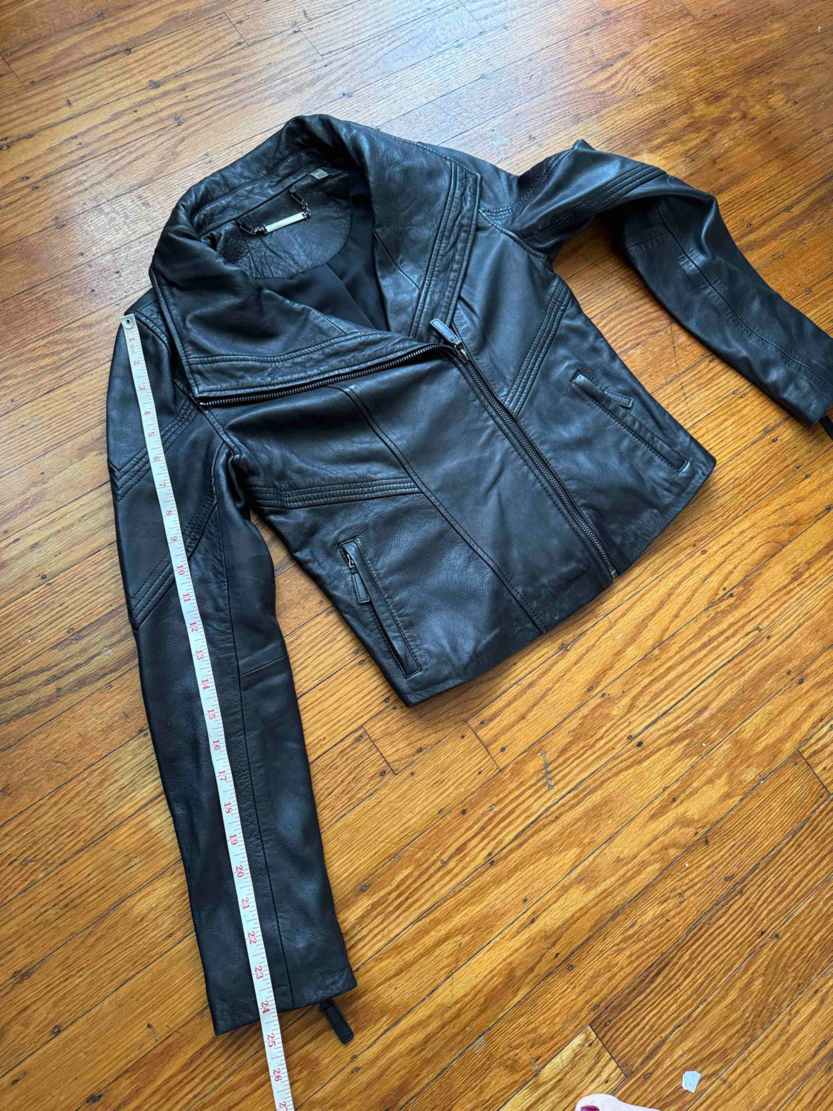 Women's Lambskin Leather Motorcycle Jacket, XS