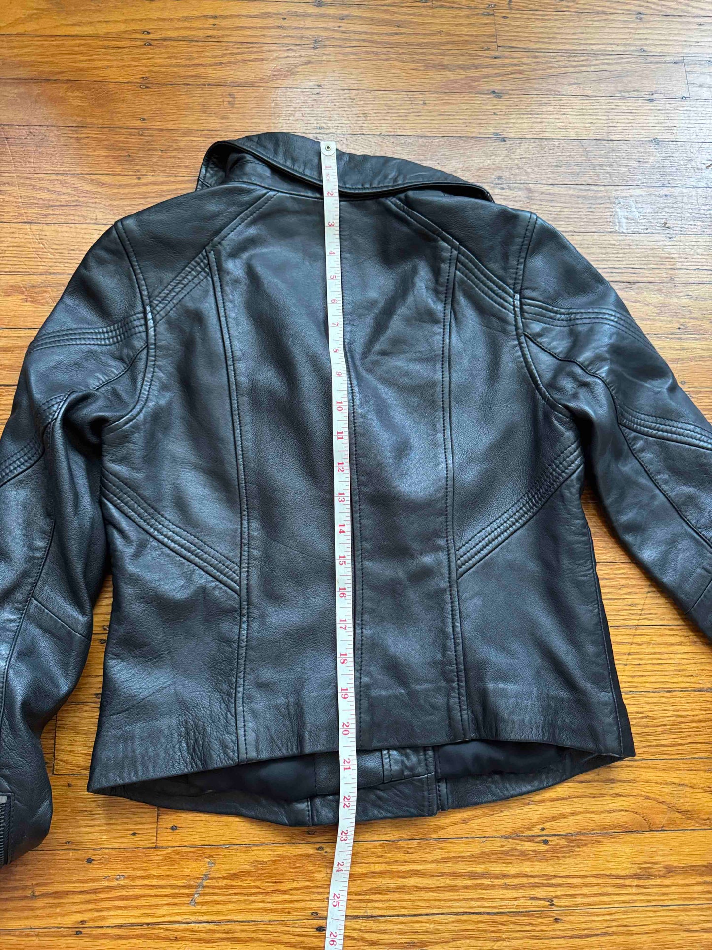 Women's Lambskin Leather Motorcycle Jacket, XS