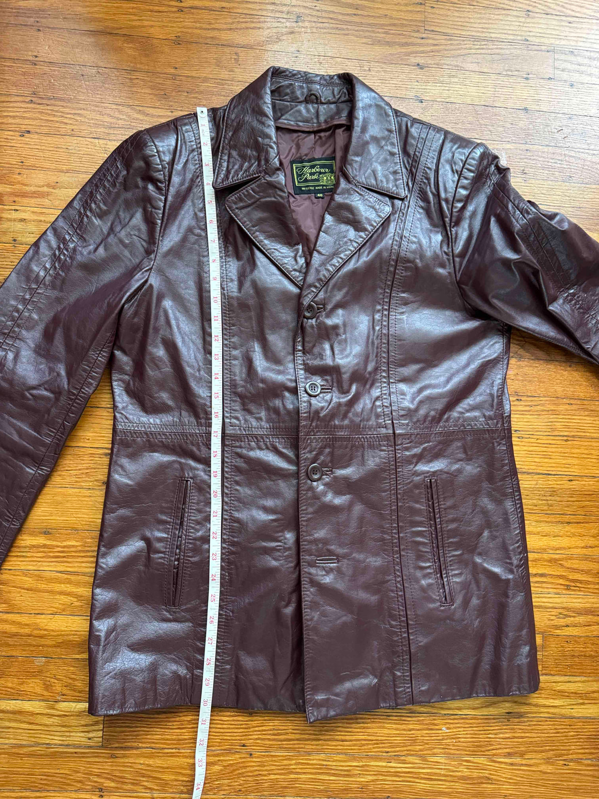 Men's 1970's Oxblood Vintage Leather Jacket, L 40
