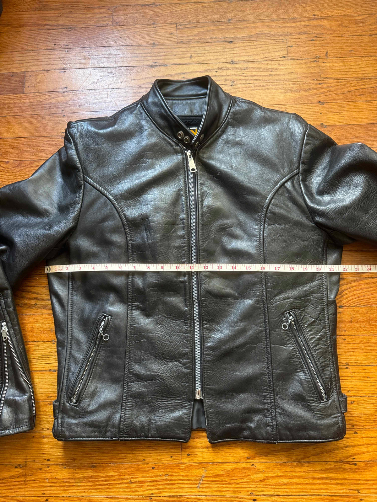 Men's Vintage Black Leather Cafe Racer Jacket, L 42
