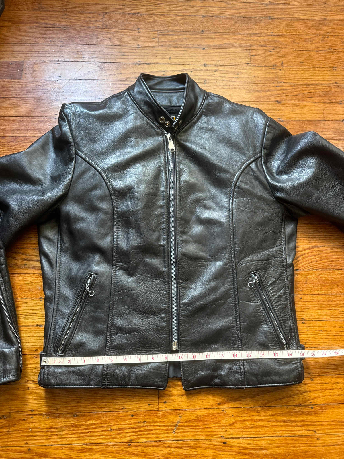 Men's Vintage Black Leather Cafe Racer Jacket, L 42