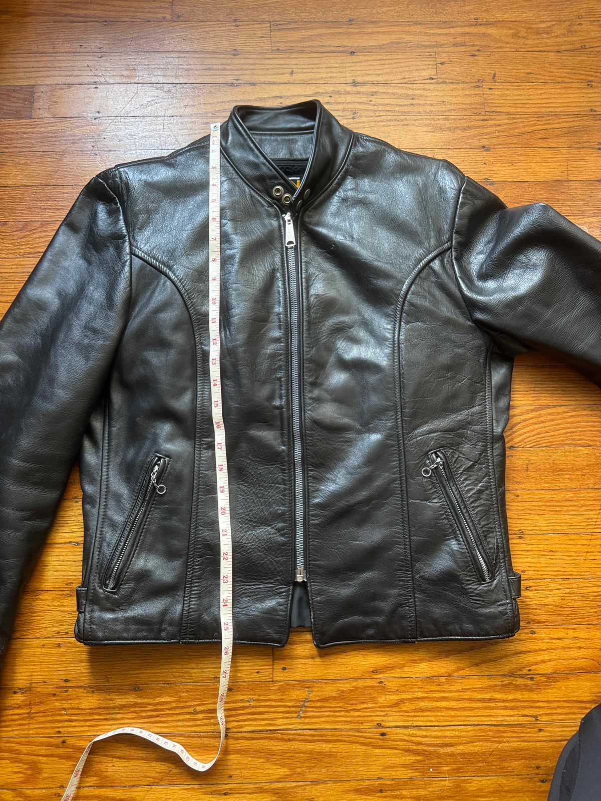Men's Vintage Black Leather Cafe Racer Jacket, L 42
