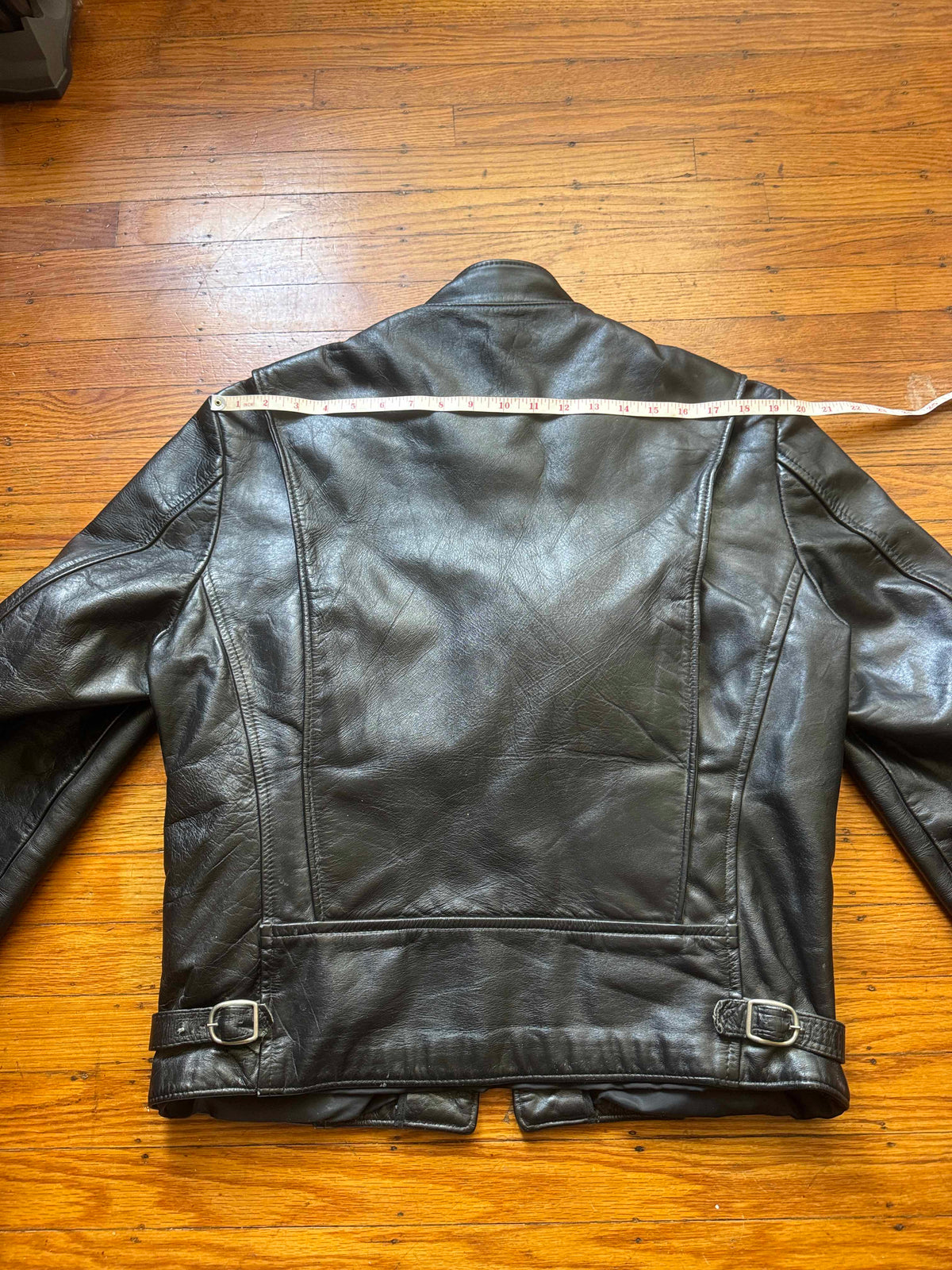 Men's Vintage Black Leather Cafe Racer Jacket, L 42