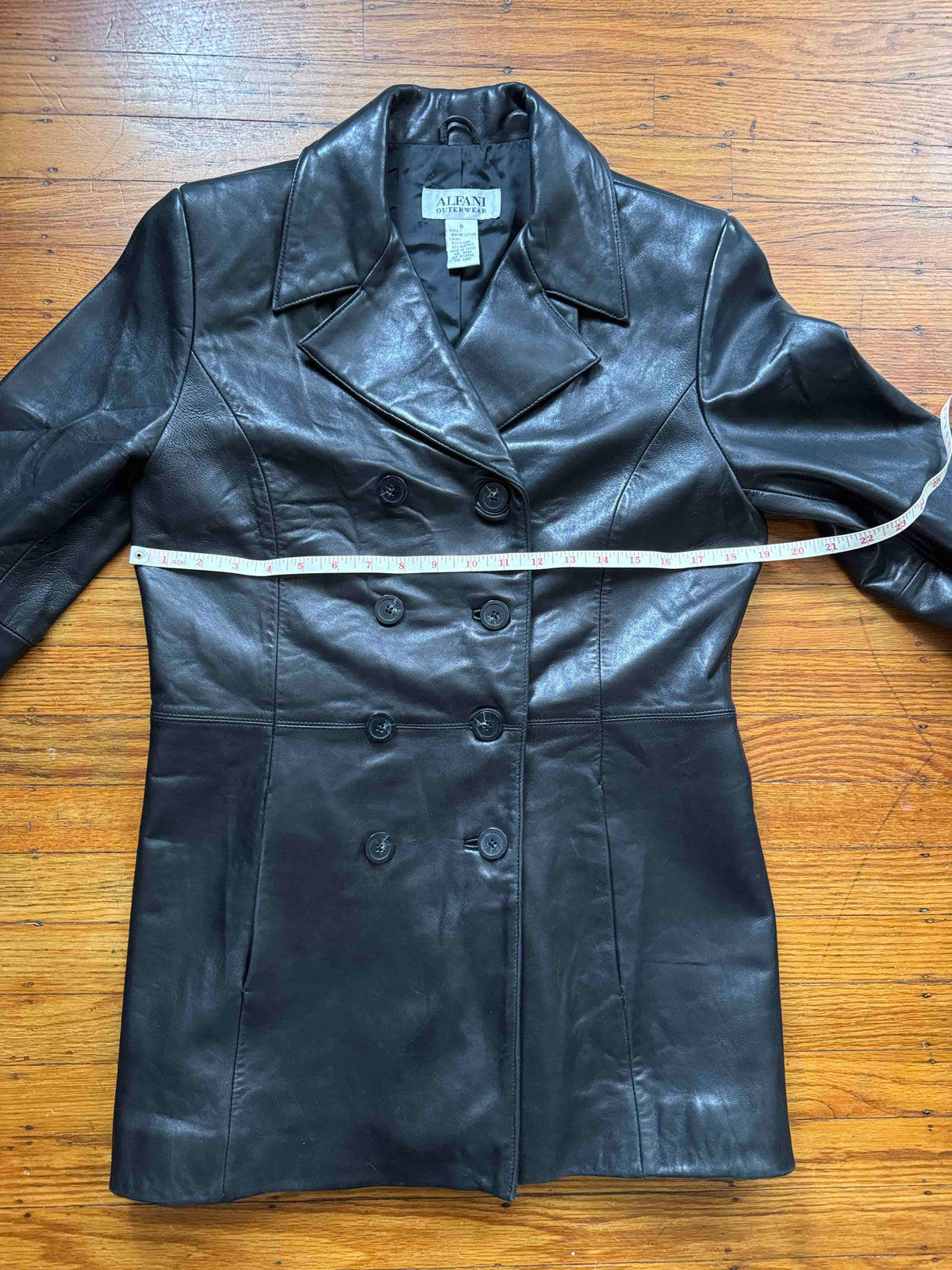 Black Leather Women's Y2K Vintage Trench, Size S