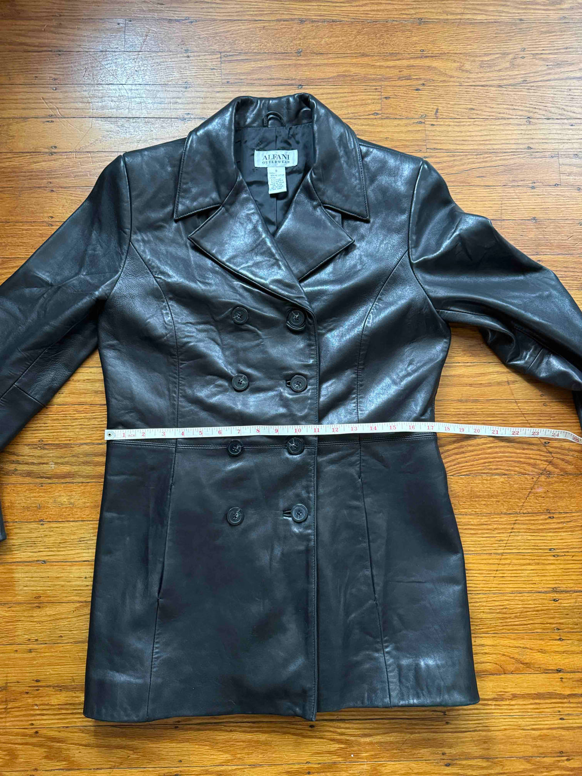 Black Leather Women's Y2K Vintage Trench, Size S