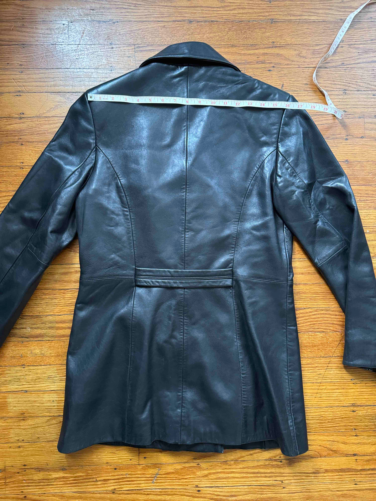 Black Leather Women's Y2K Vintage Trench, Size S