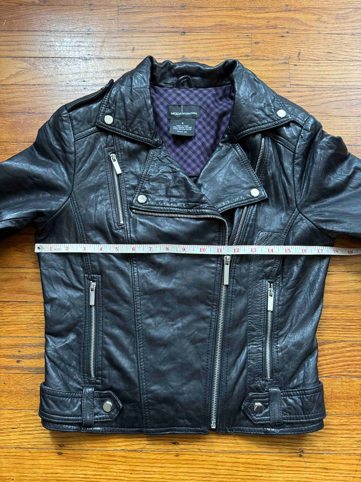 Women's Lambskin Leather Motorcycle Jacket, S