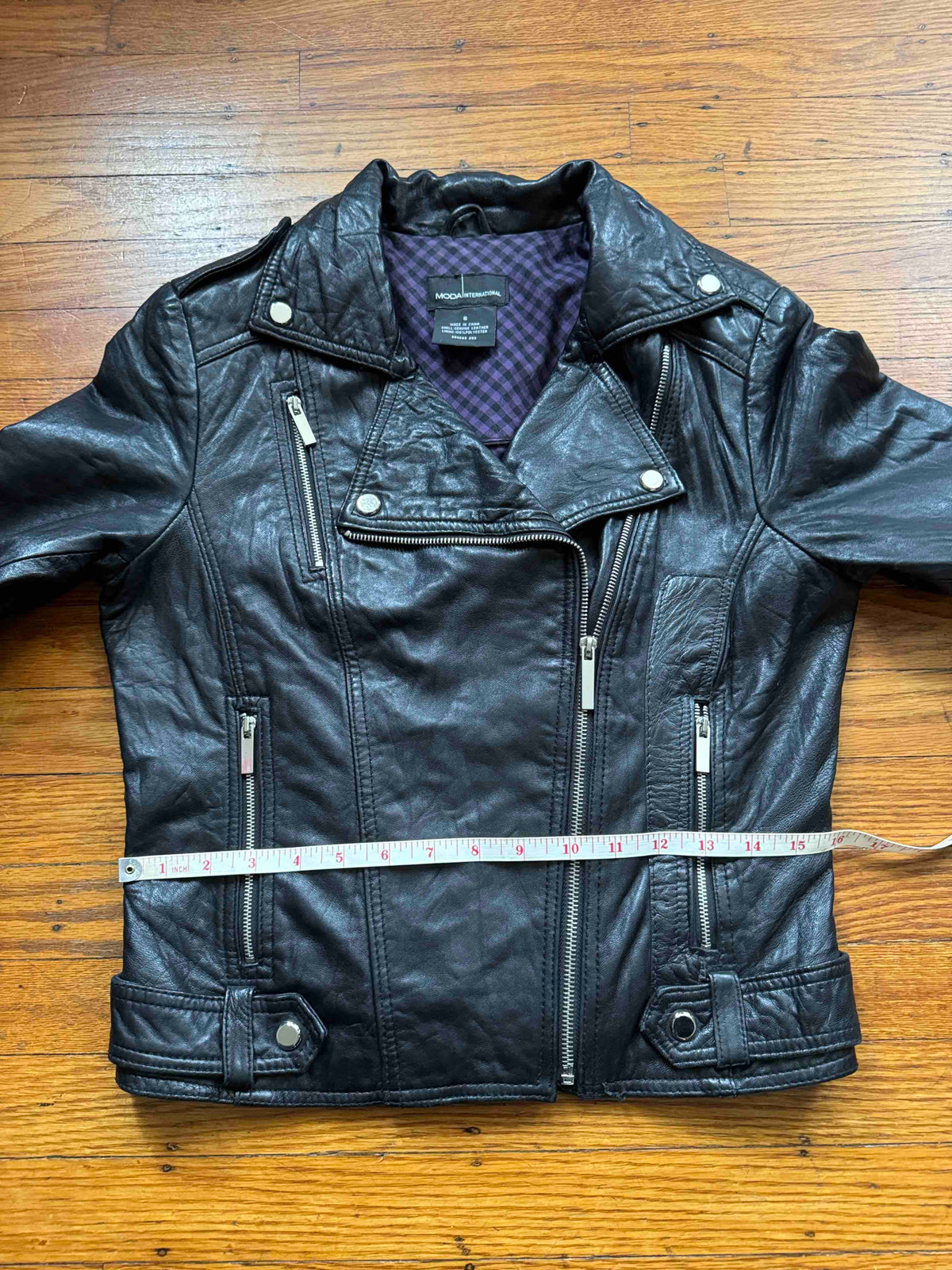 Women's Lambskin Leather Motorcycle Jacket, S