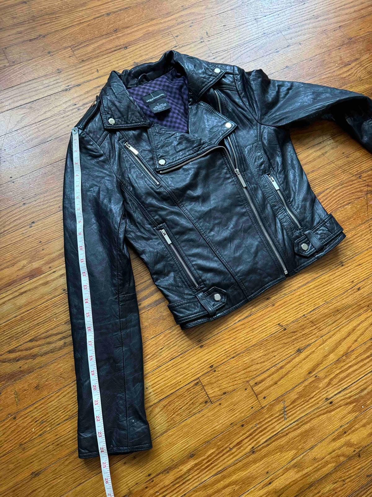 Women's Lambskin Leather Motorcycle Jacket, S