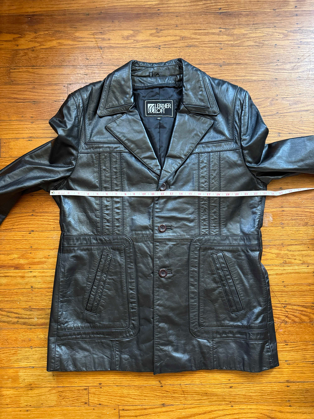Men's 1970's Leather Blazer Car Coat Jacket, L 42