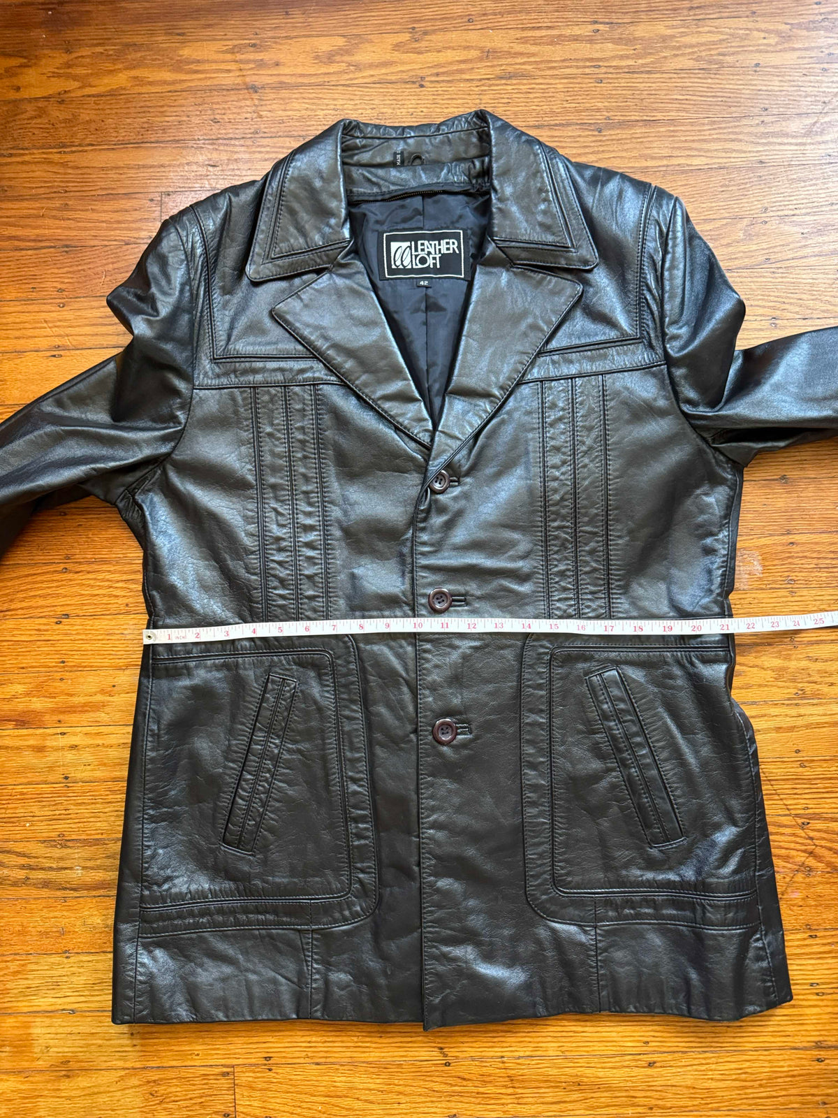Men's 1970's Leather Blazer Car Coat Jacket, L 42