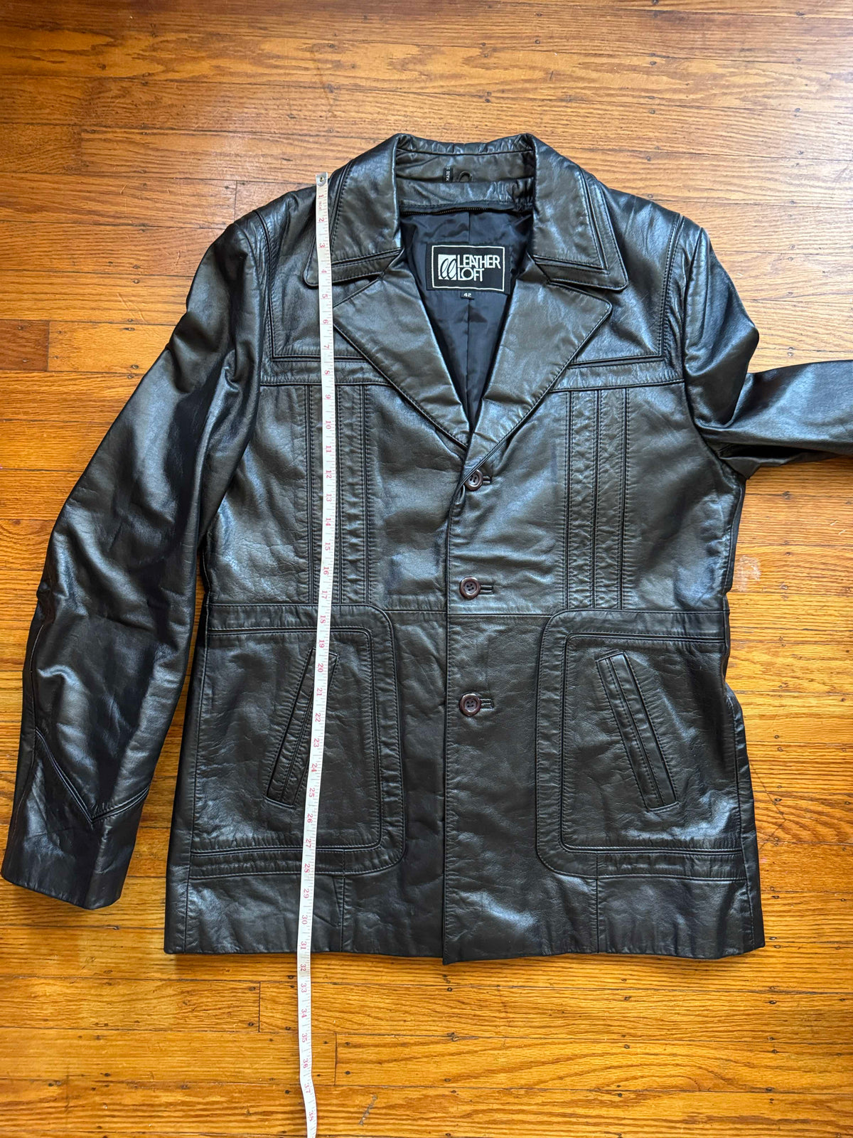 Men's 1970's Leather Blazer Car Coat Jacket, L 42
