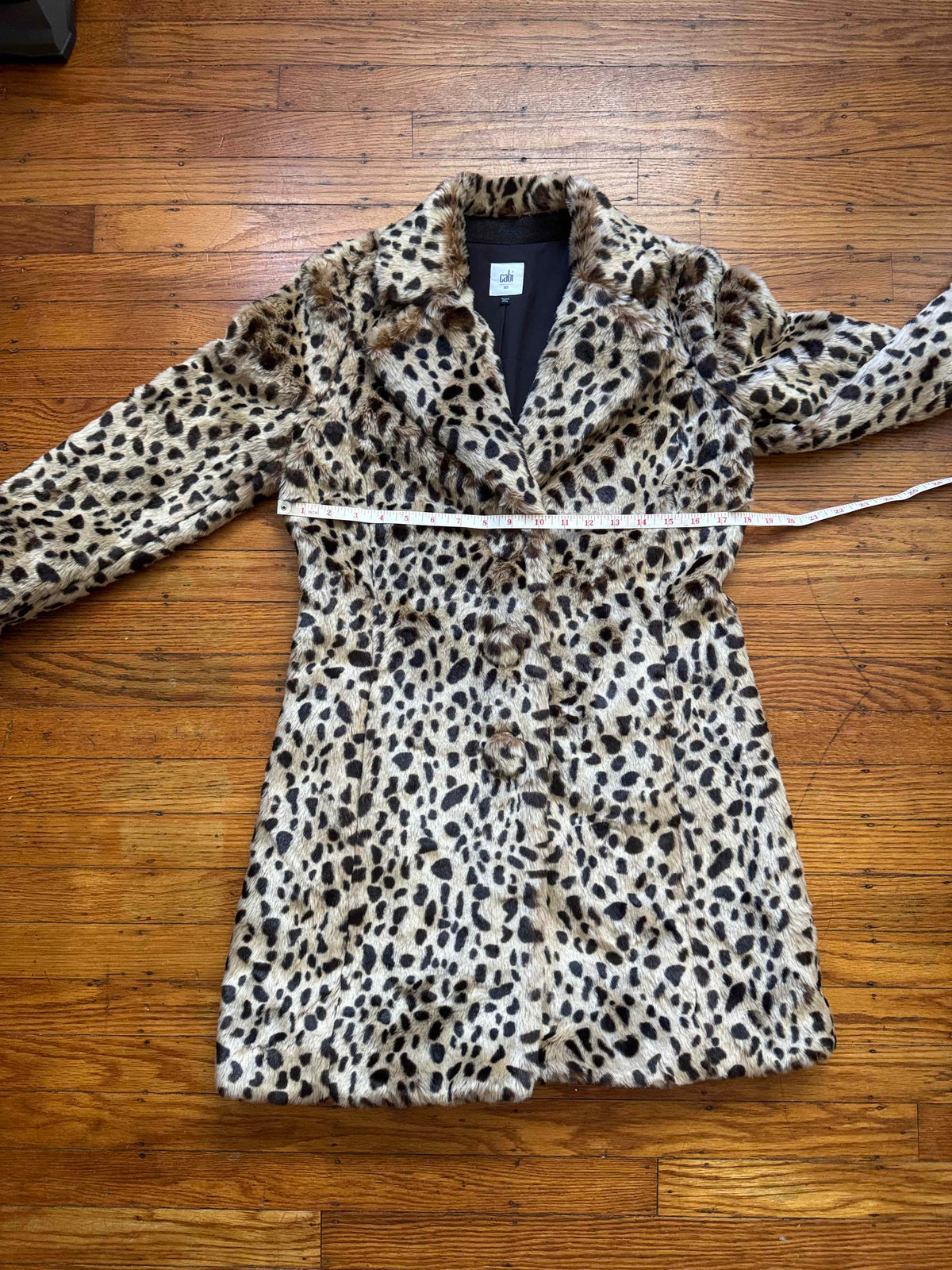 Faux Fur Cheetah Print Statement Coat, XS