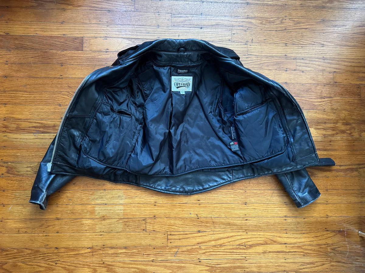 Women's Vintage 1980s Leather Motorcycle Jacket, M