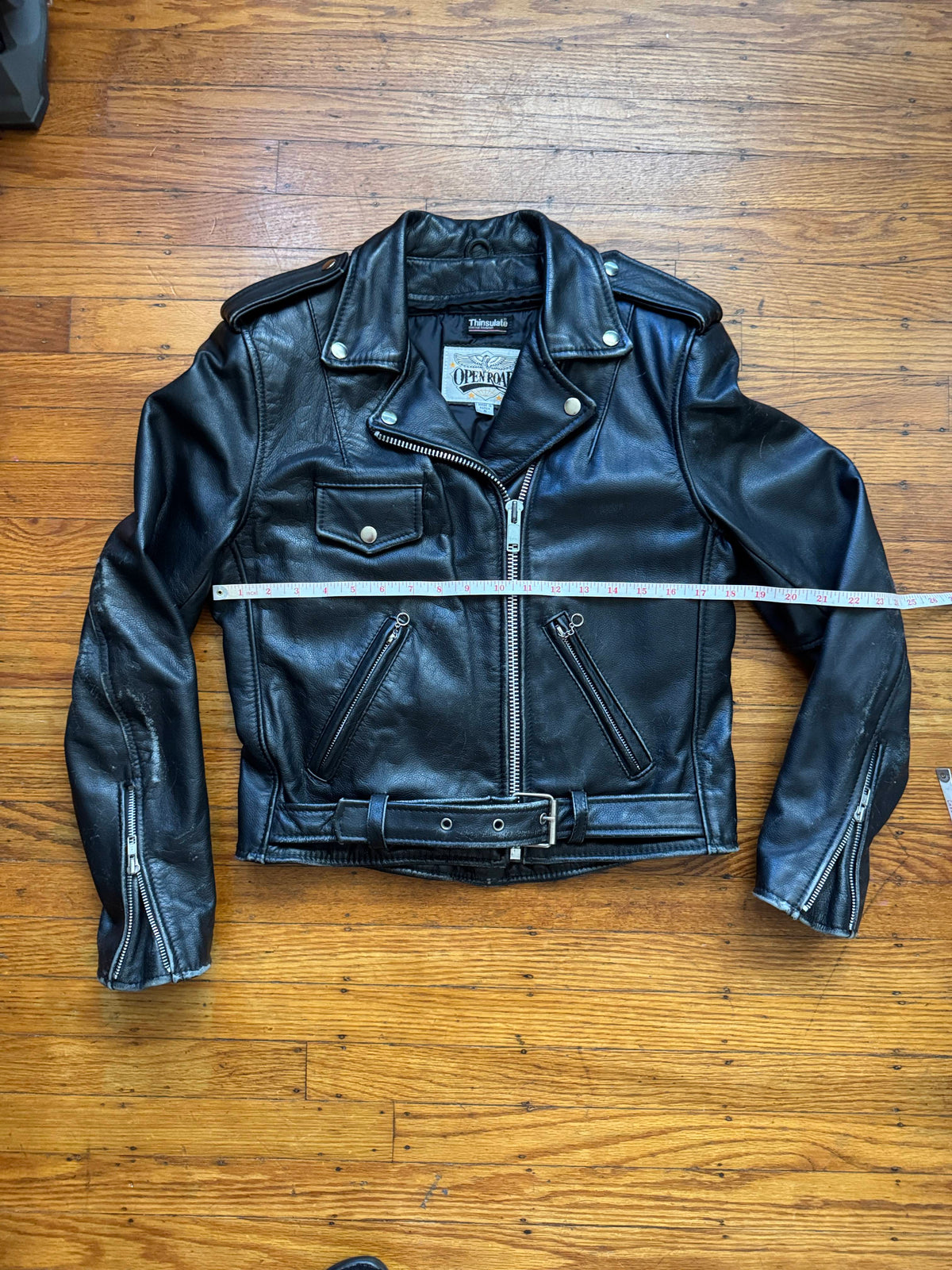 Women's Vintage 1980s Leather Motorcycle Jacket, M