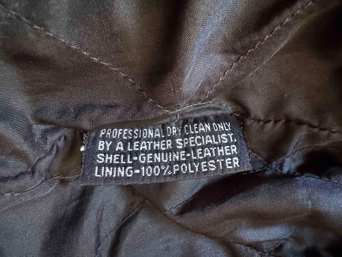 Men's Vintage Black Leather Motorcycle Jacket, M 42