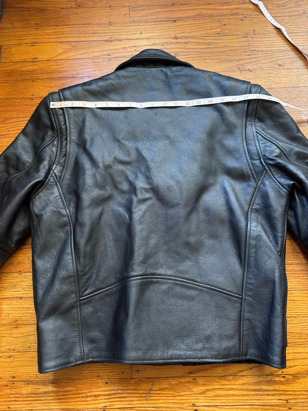 Men's Vintage Black Leather Motorcycle Jacket, M 40