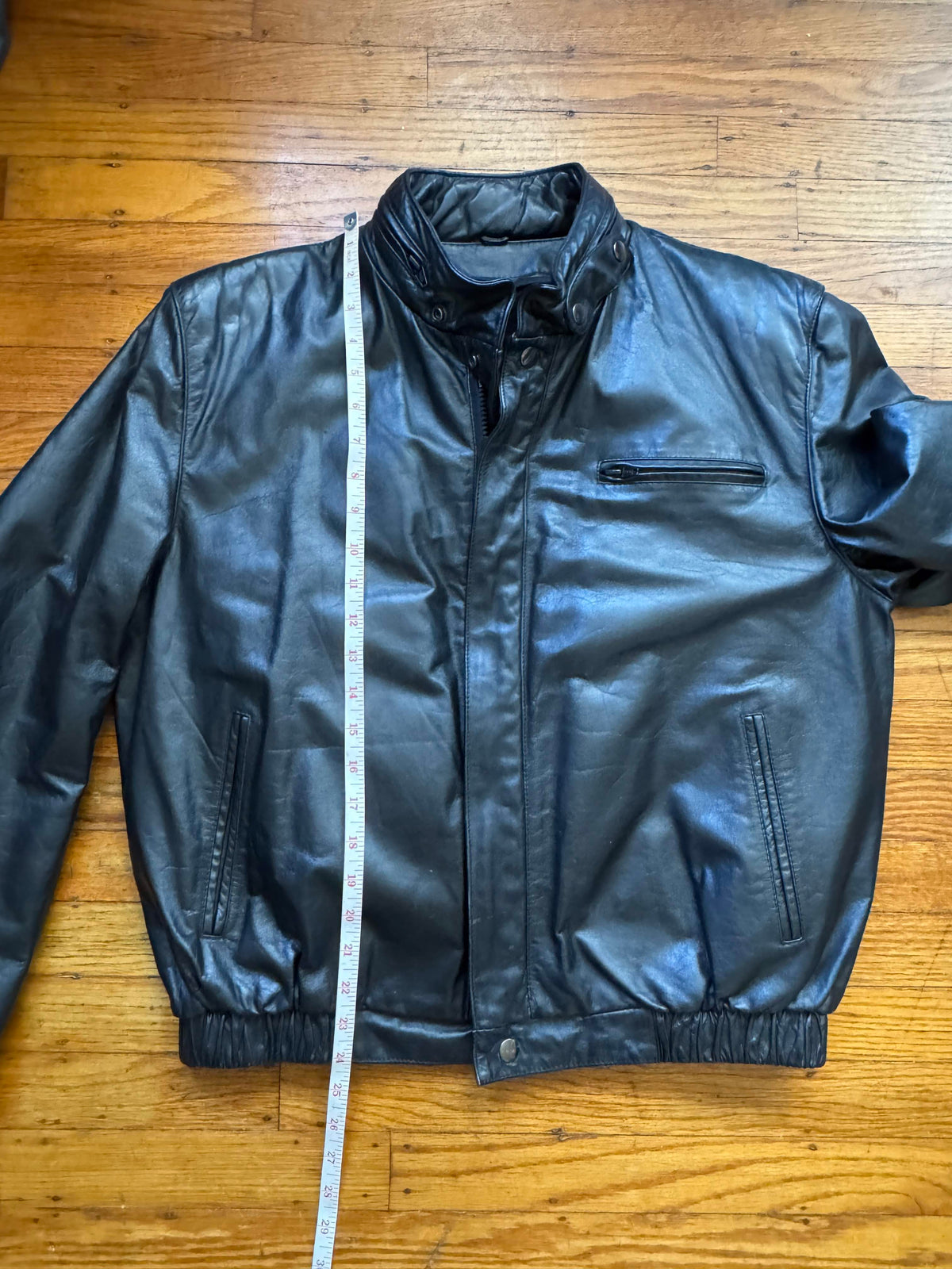 Men's 1970's Black Vintage Leather Bomber Jacket, 38 / M