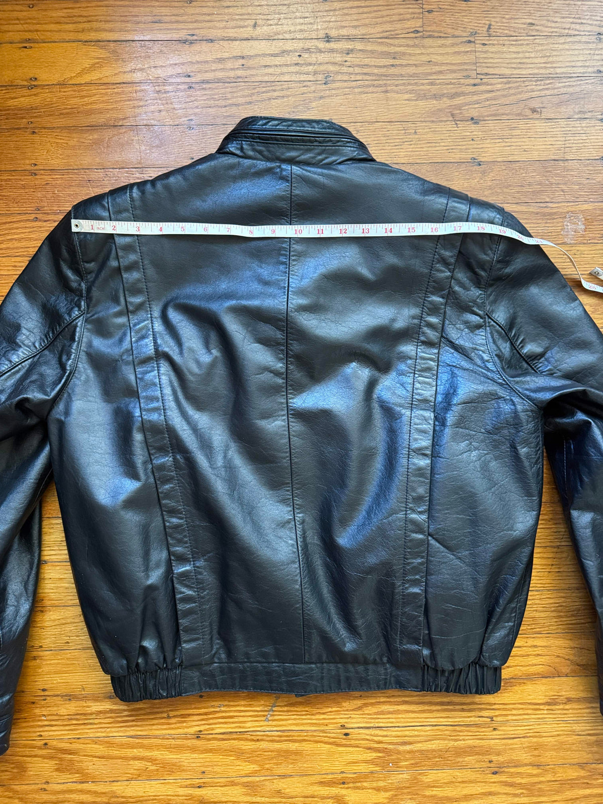 Men's 1970's Black Vintage Leather Bomber Jacket, 38 / M