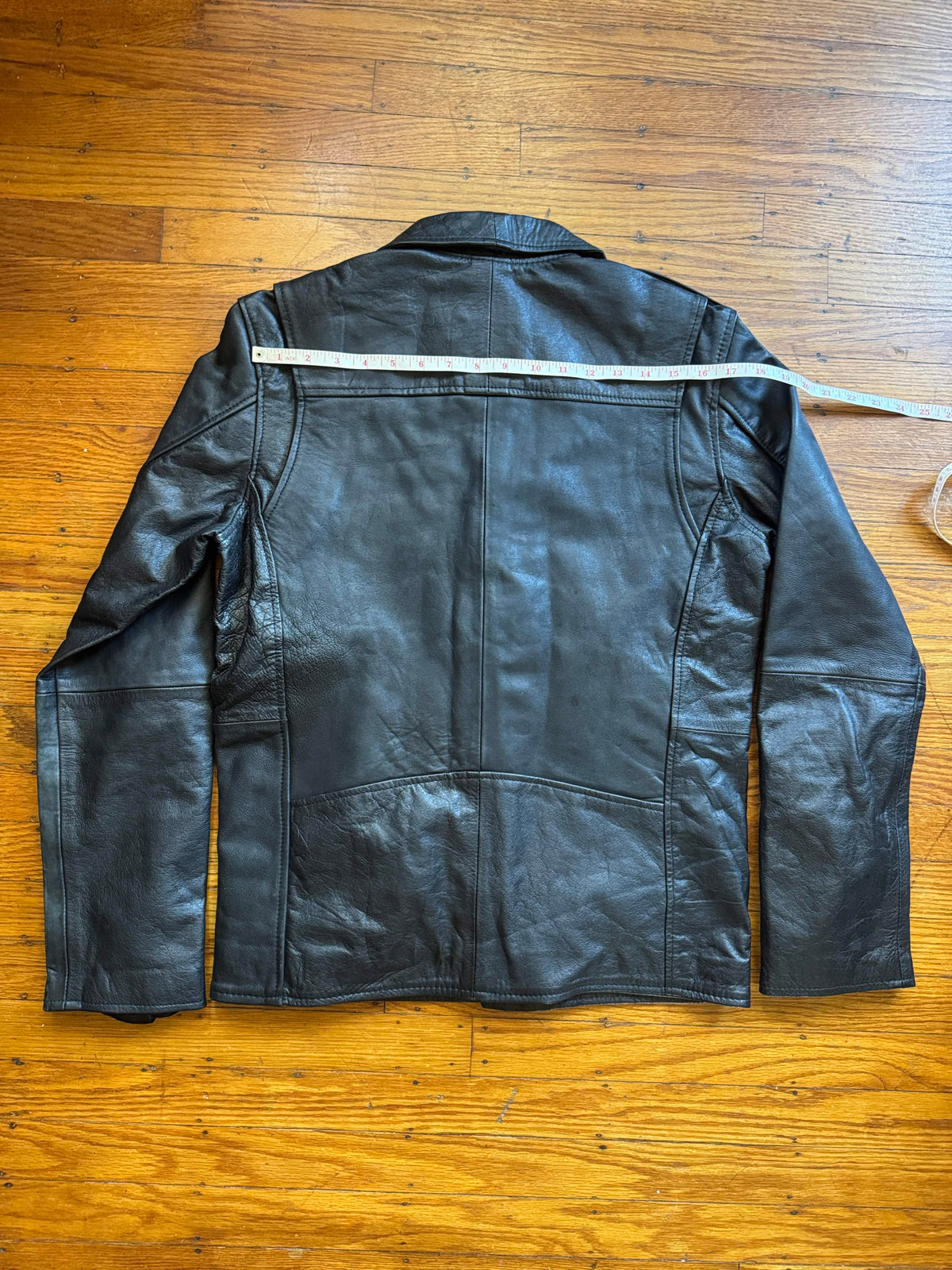 Men's Vintage Black Leather Motorcycle Jacket, M 42 (Slim)