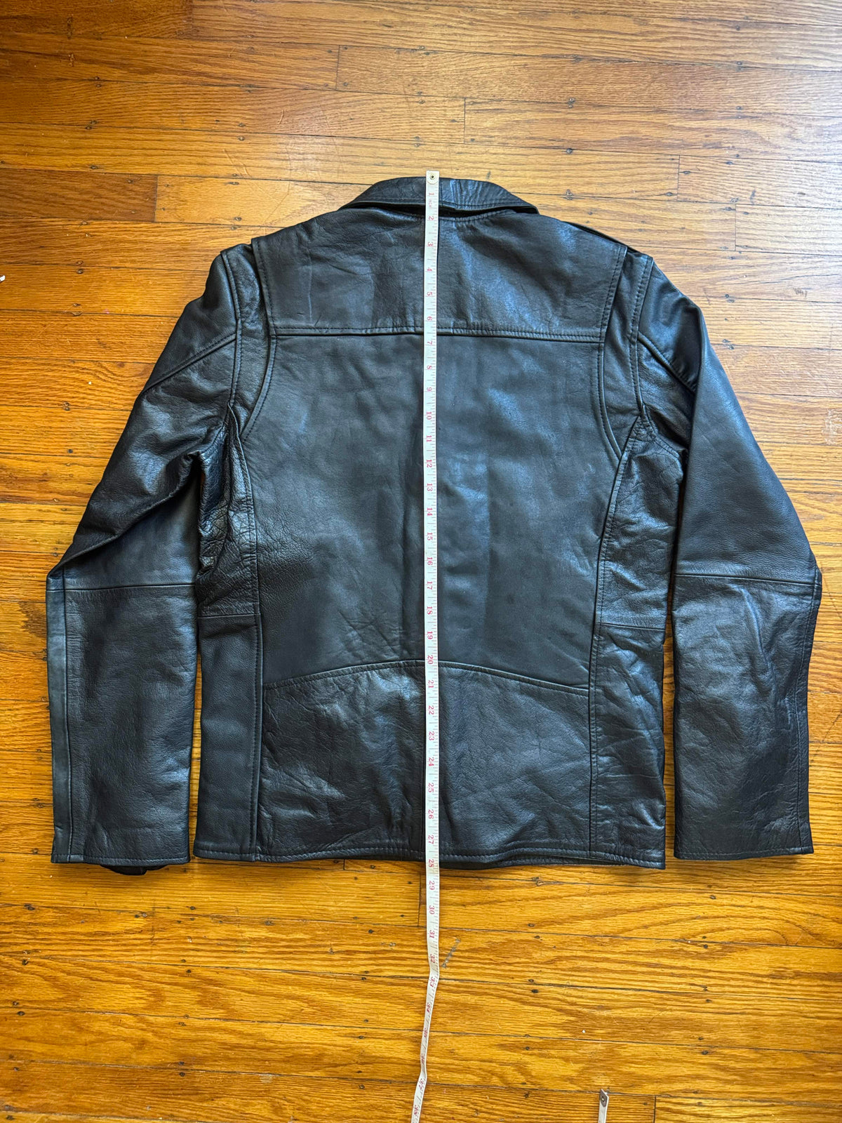 Men's Vintage Black Leather Motorcycle Jacket, M 42 (Slim)