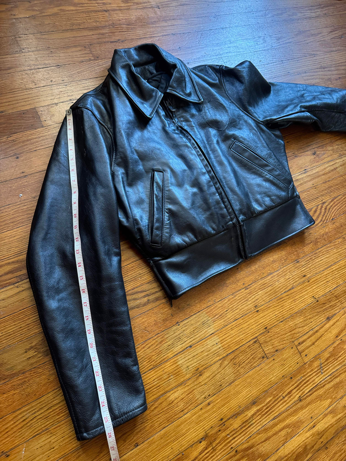 Women's Vintage 1980s Leather Motorcycle Jacket, M