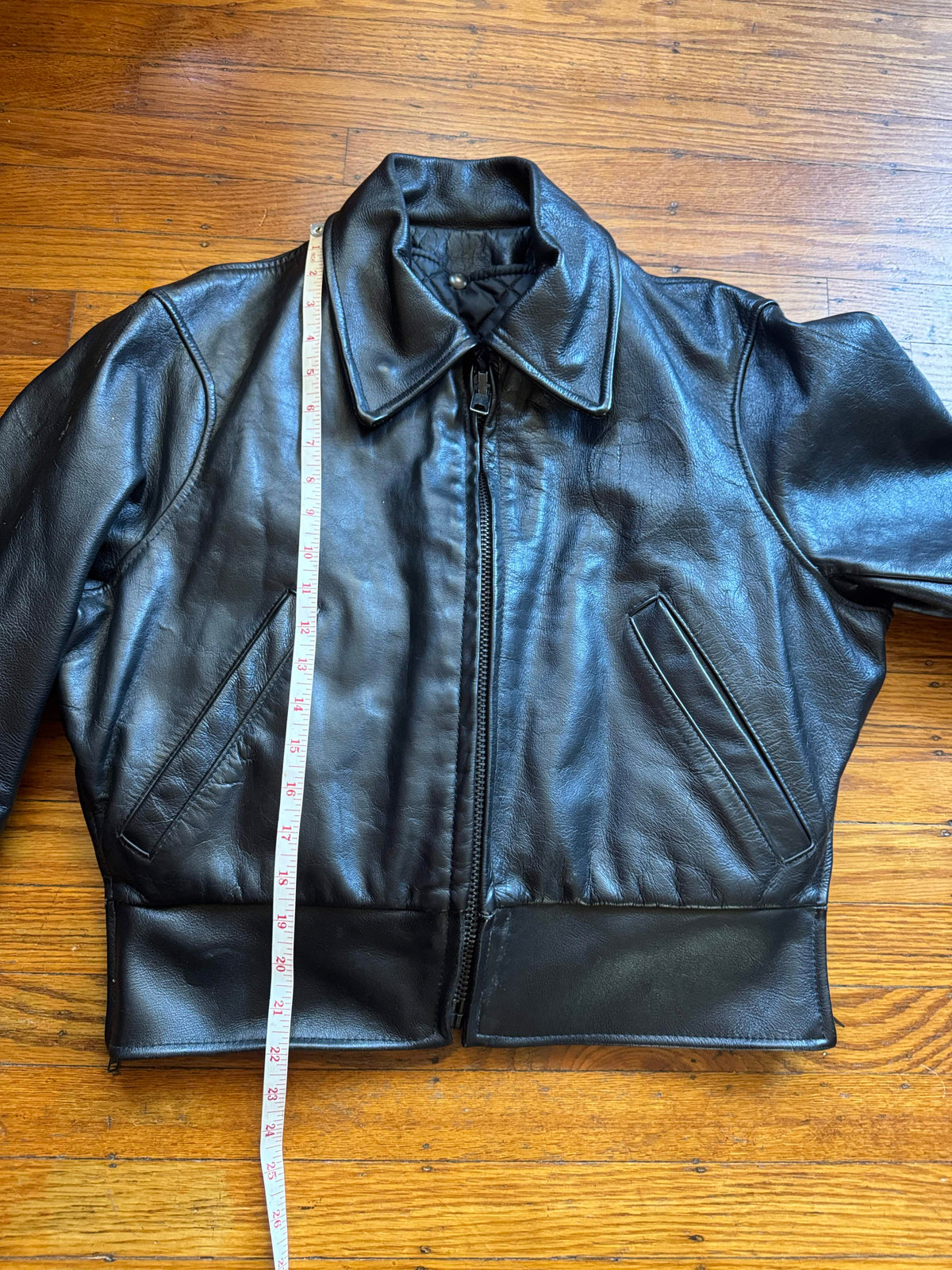 Women's Vintage 1980s Leather Motorcycle Jacket, M