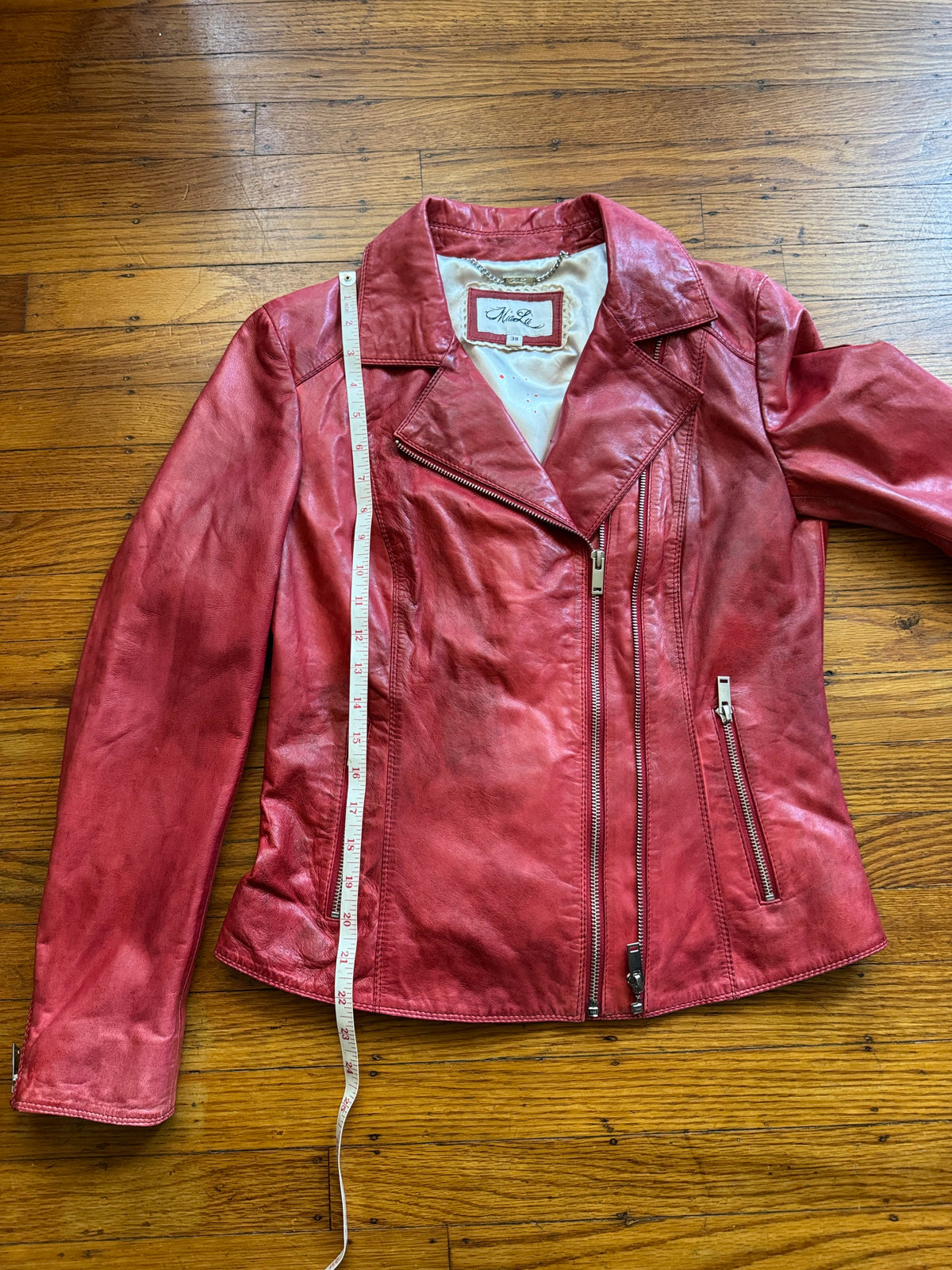 Red Leather Women's Motorcycle Jacket, Size S (Copy)