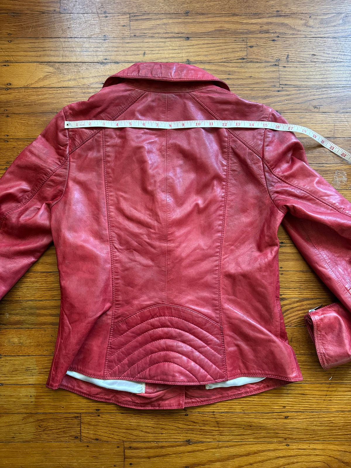 Red Leather Women's Motorcycle Jacket, Size S (Copy)