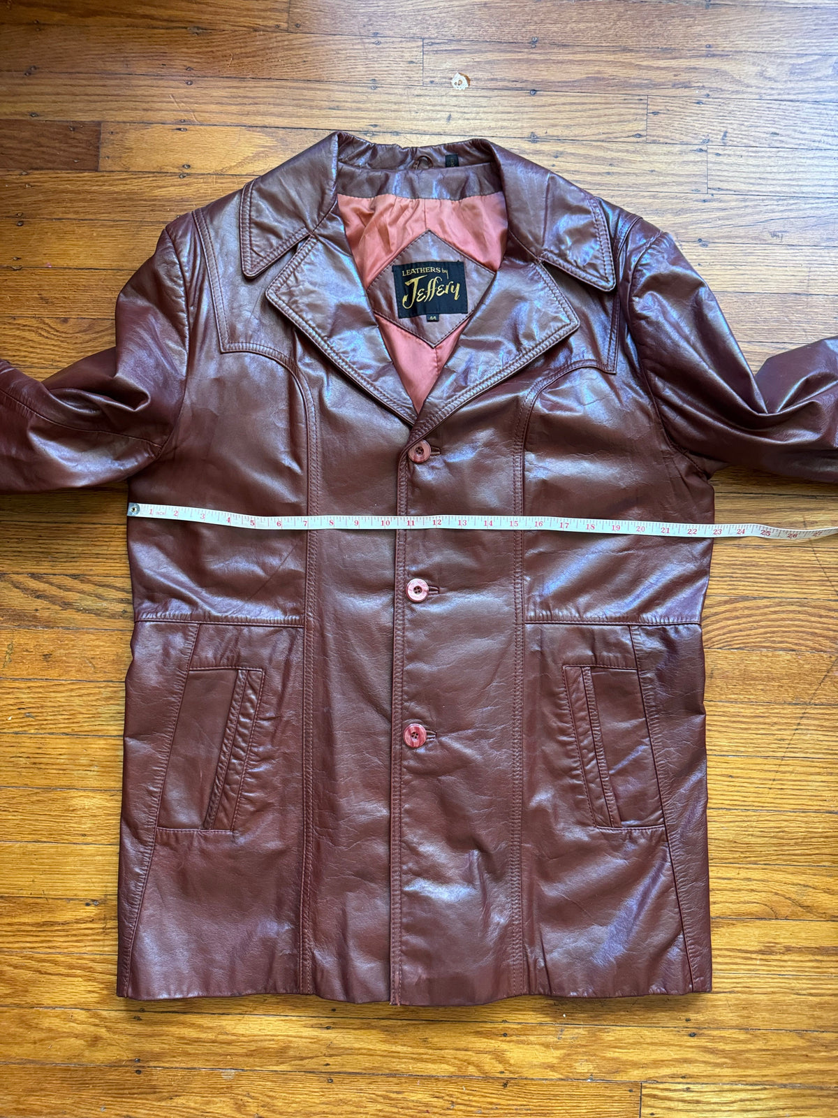 Men's 1970's Brown Vintage Leather Jacket, XL 44