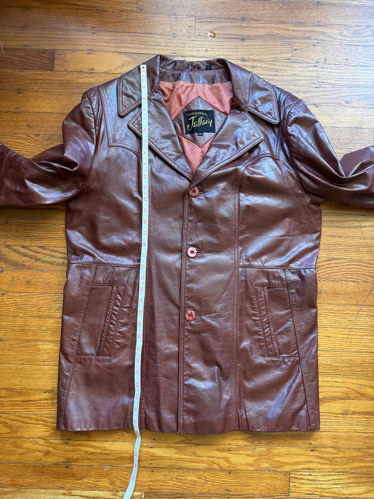 Men's 1970's Brown Vintage Leather Jacket, XL 44