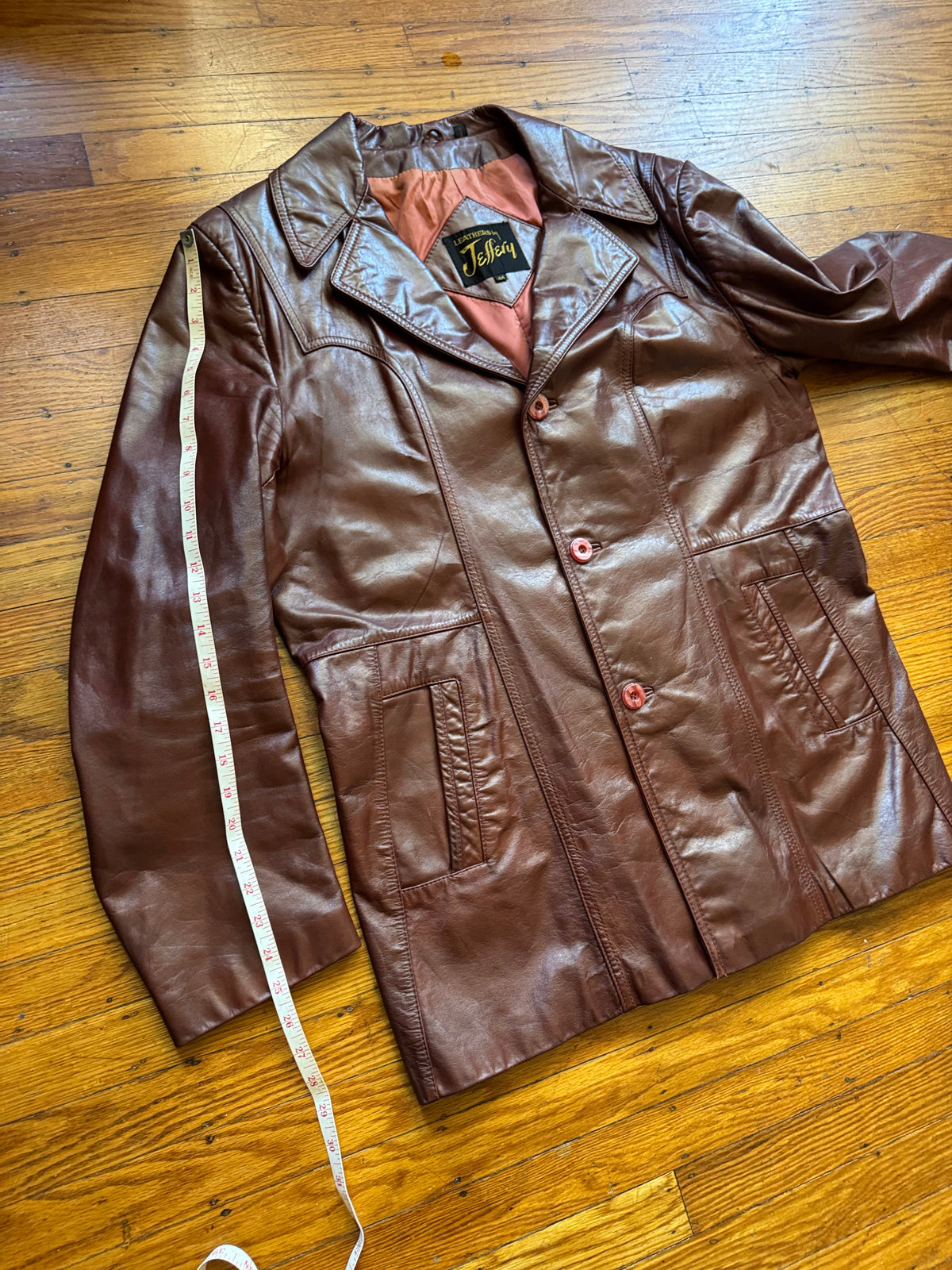 Men's 1970's Brown Vintage Leather Jacket, XL 44