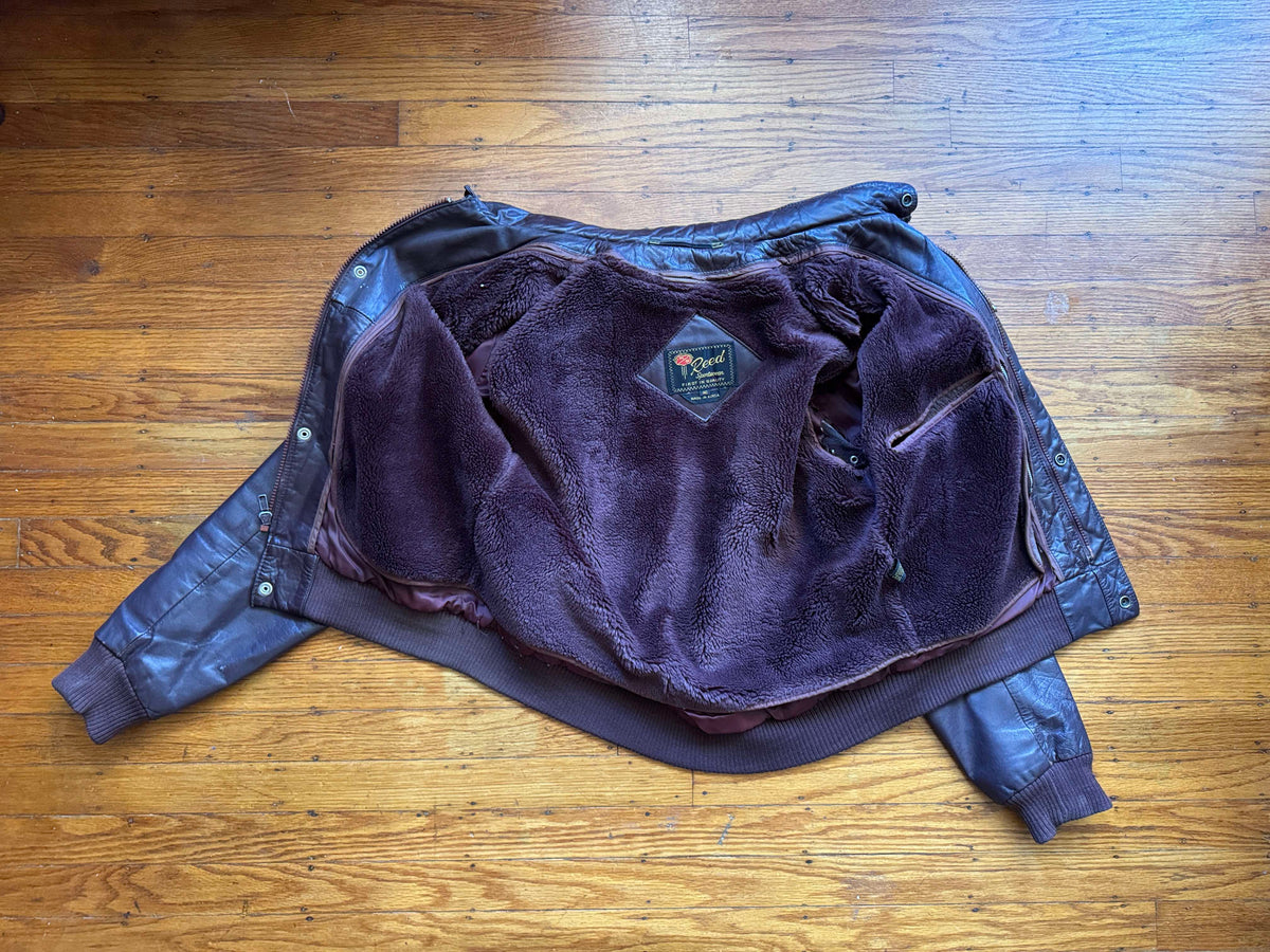 Men's 1970's Brown Vintage Leather Jacket, M 40