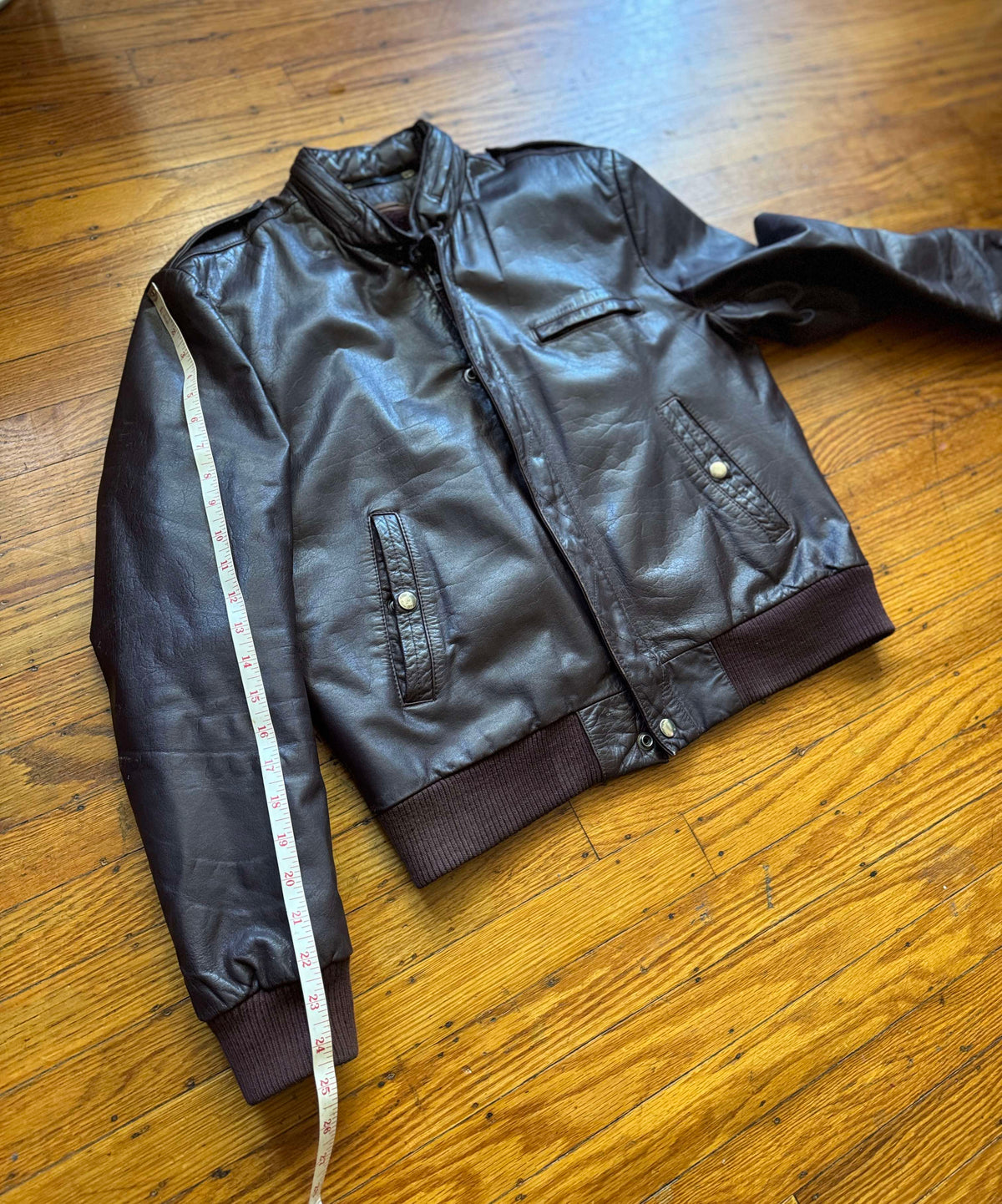 Men's 1970's Brown Vintage Leather Jacket, M 40
