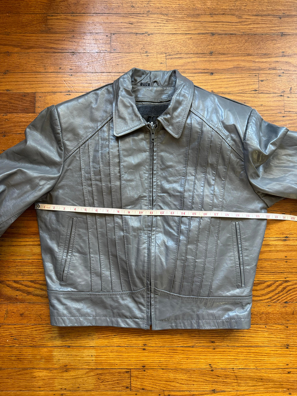 Men's 1970's Gray Vintage Leather Jacket, L 42