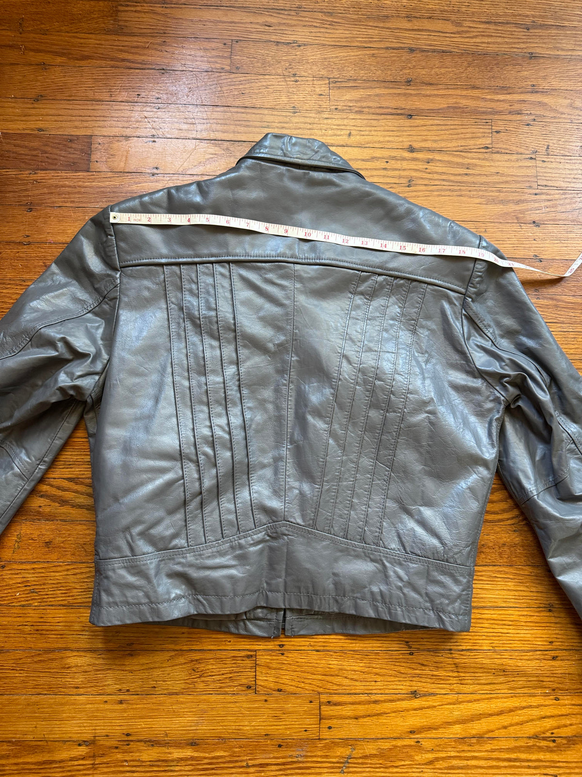 Men's 1970's Gray Vintage Leather Jacket, L 42