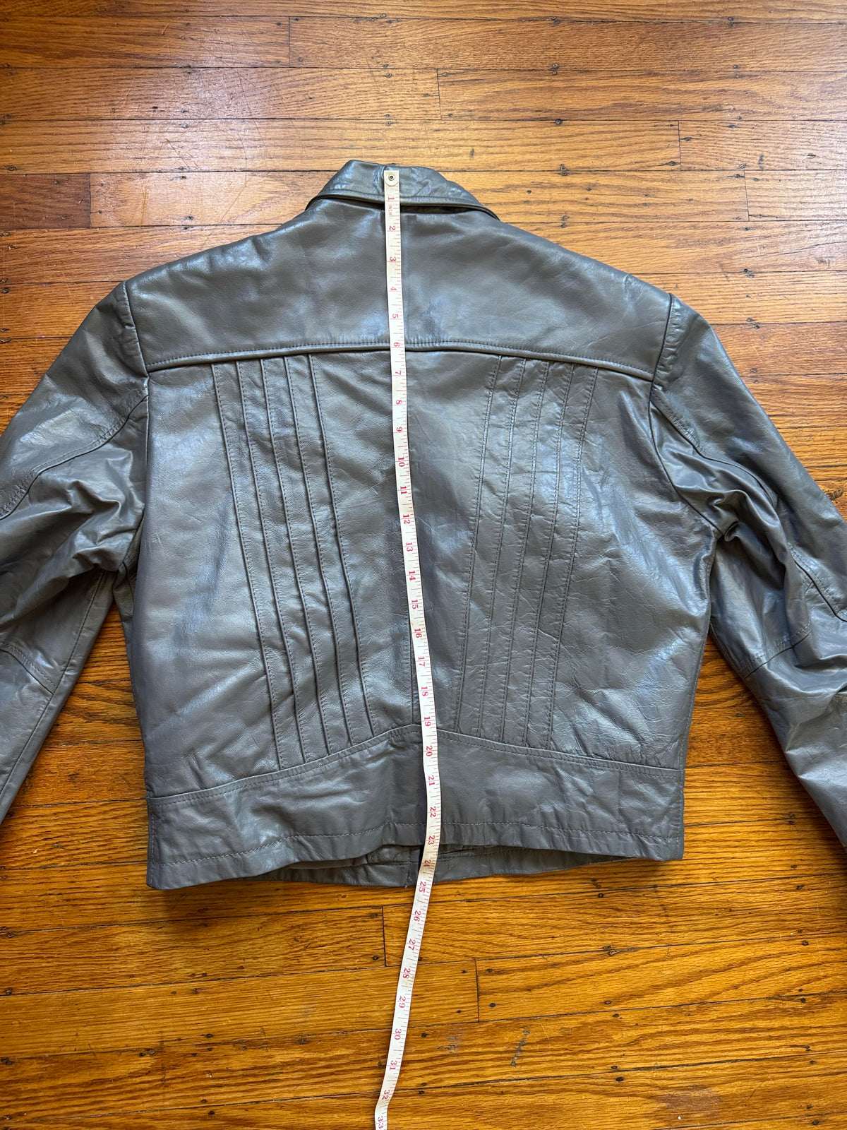 Men's 1970's Gray Vintage Leather Jacket, L 42