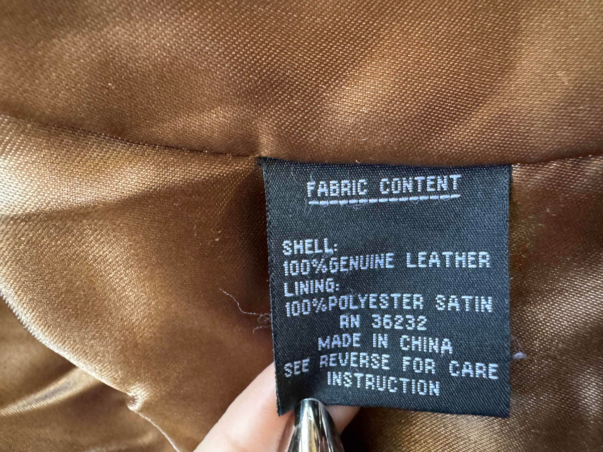 Women's Gold Leather Jacket, M