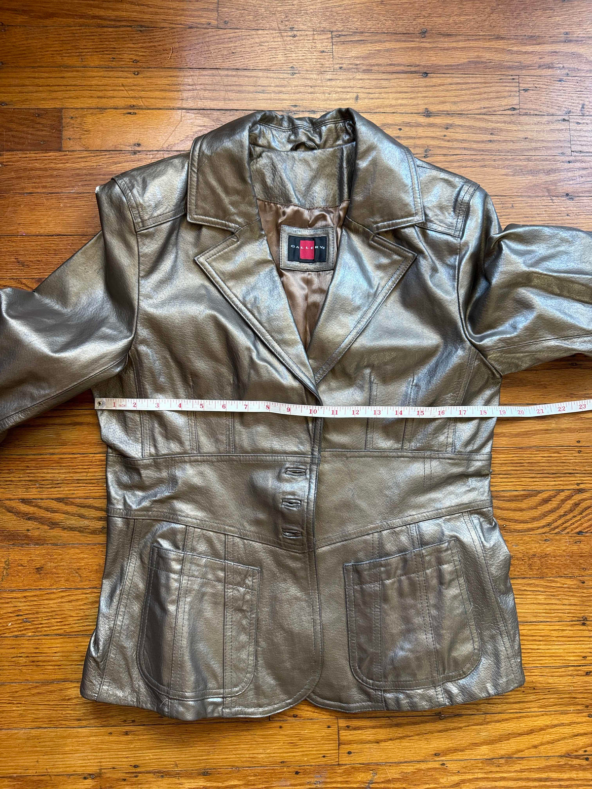Women's Gold Leather Jacket, M