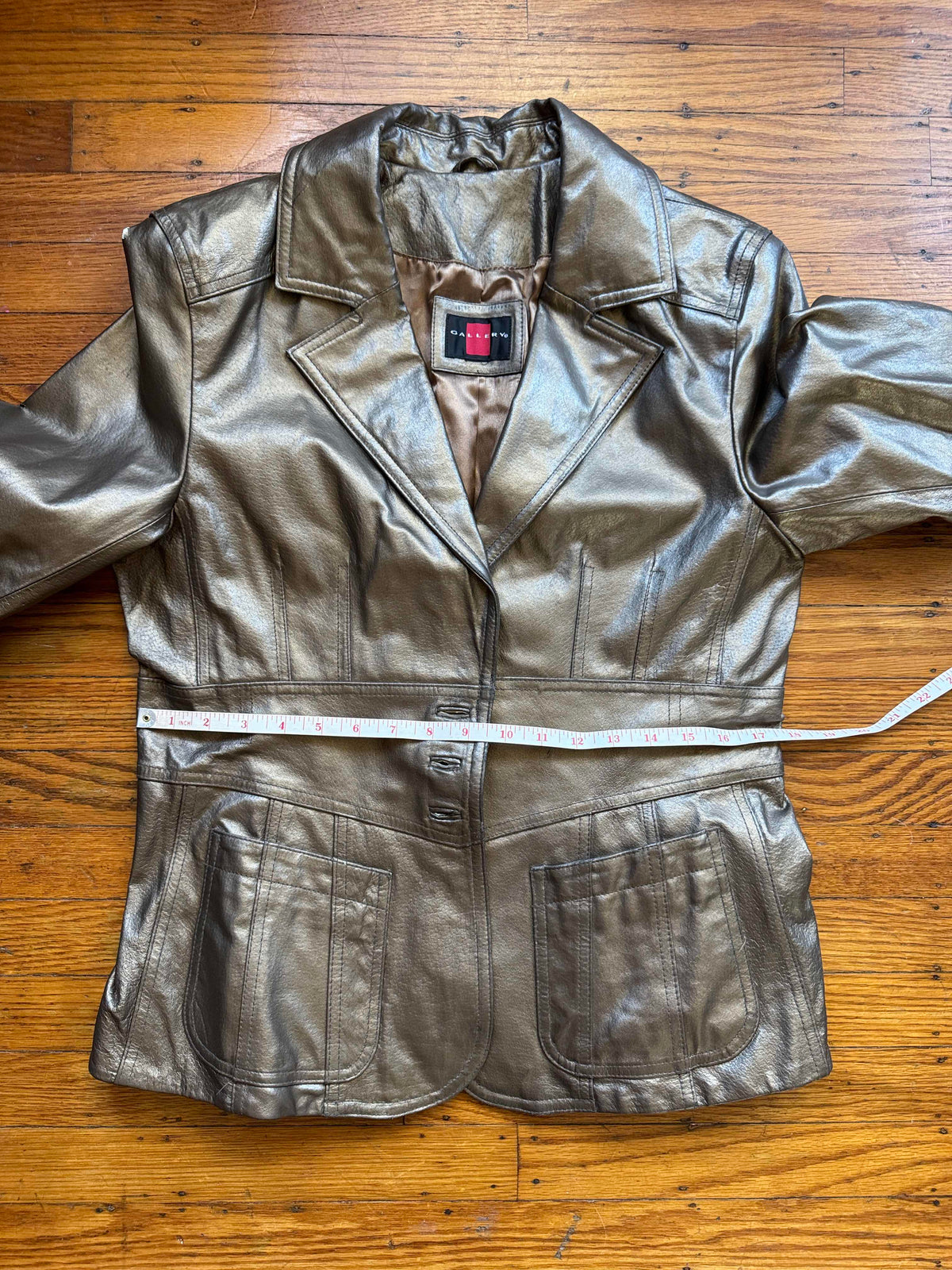 Women's Gold Leather Jacket, M