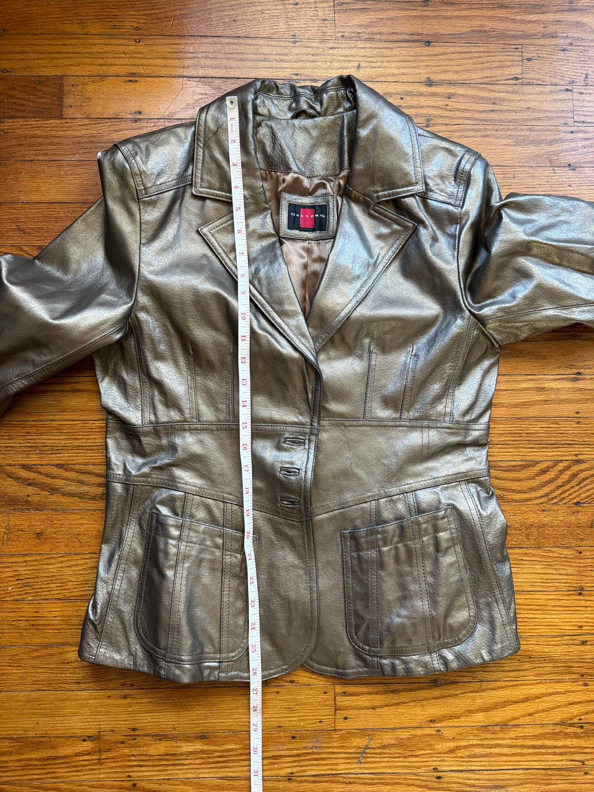 Women's Gold Leather Jacket, M