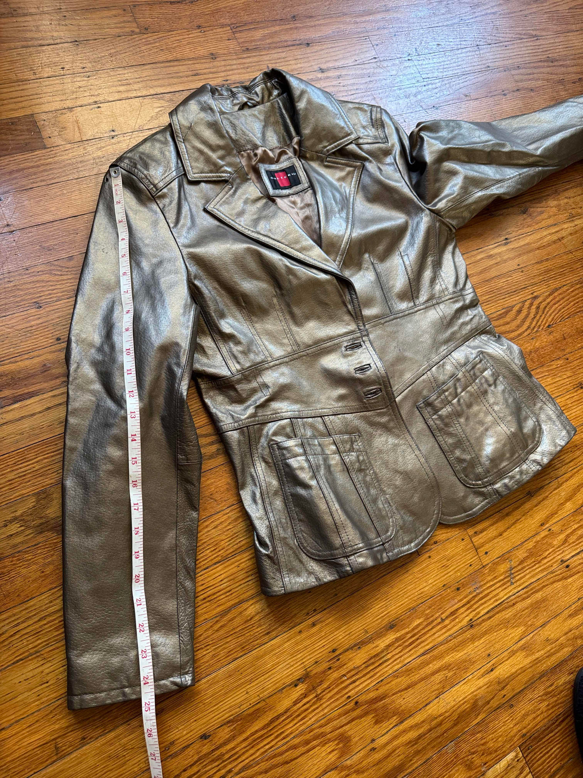 Women's Gold Leather Jacket, M