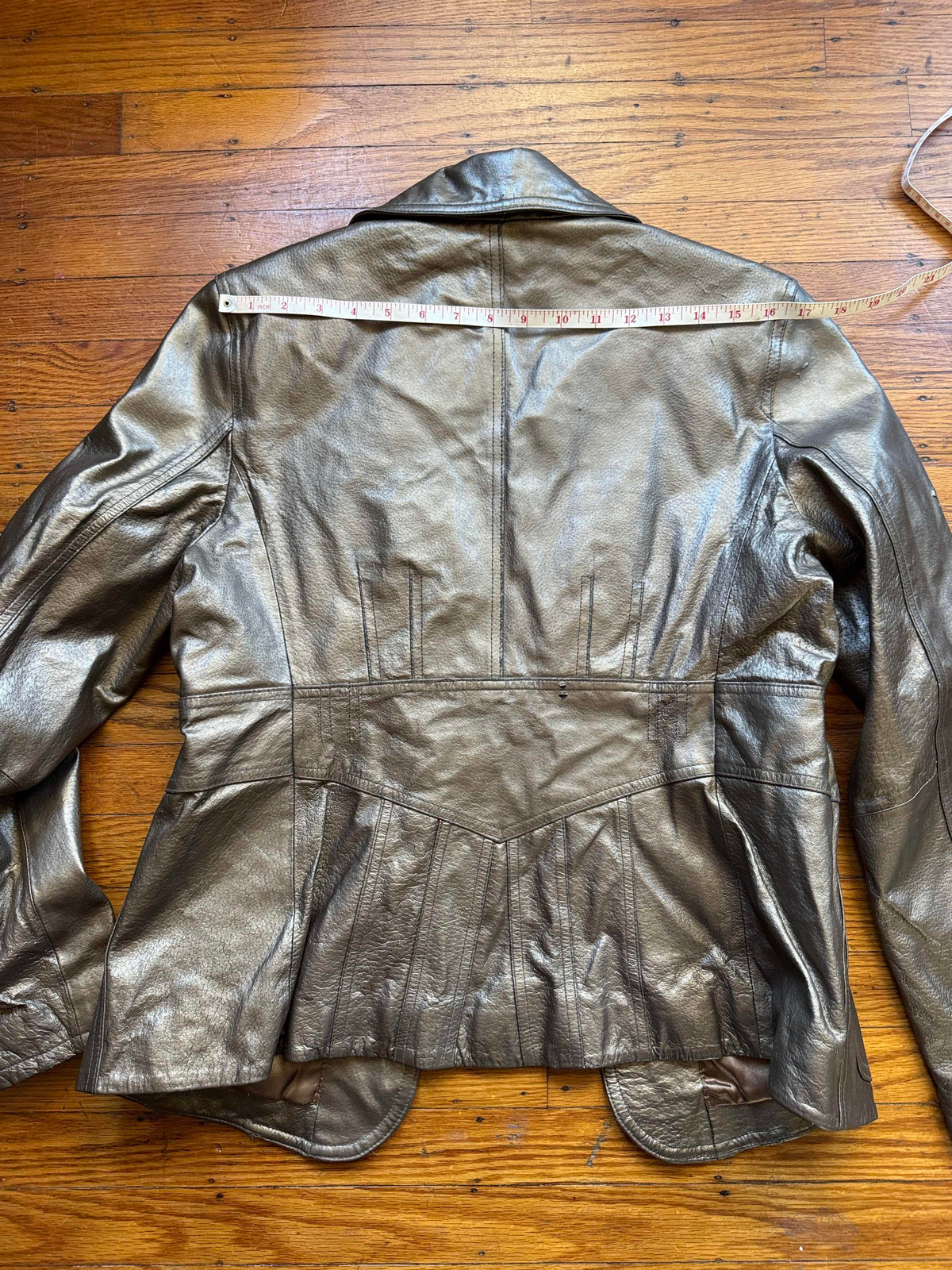 Women's Gold Leather Jacket, M