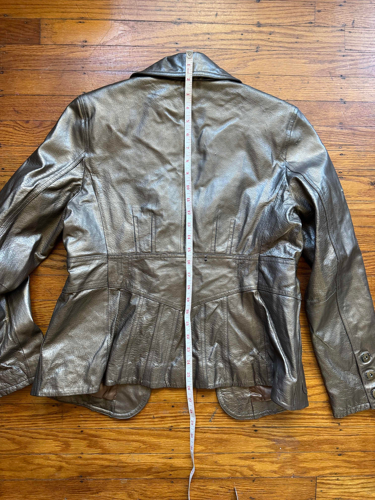 Women's Gold Leather Jacket, M